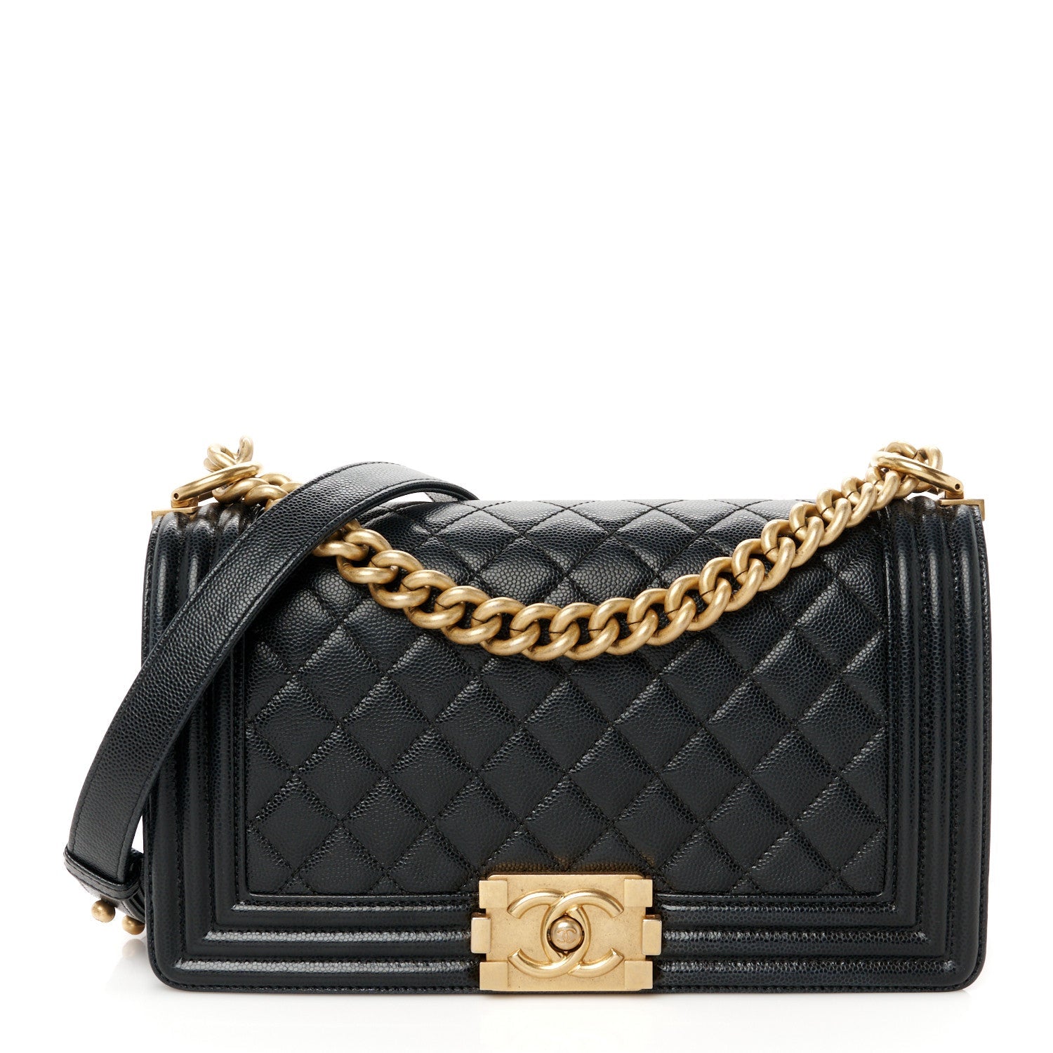 Caviar Quilted Medium Boy Flap Black