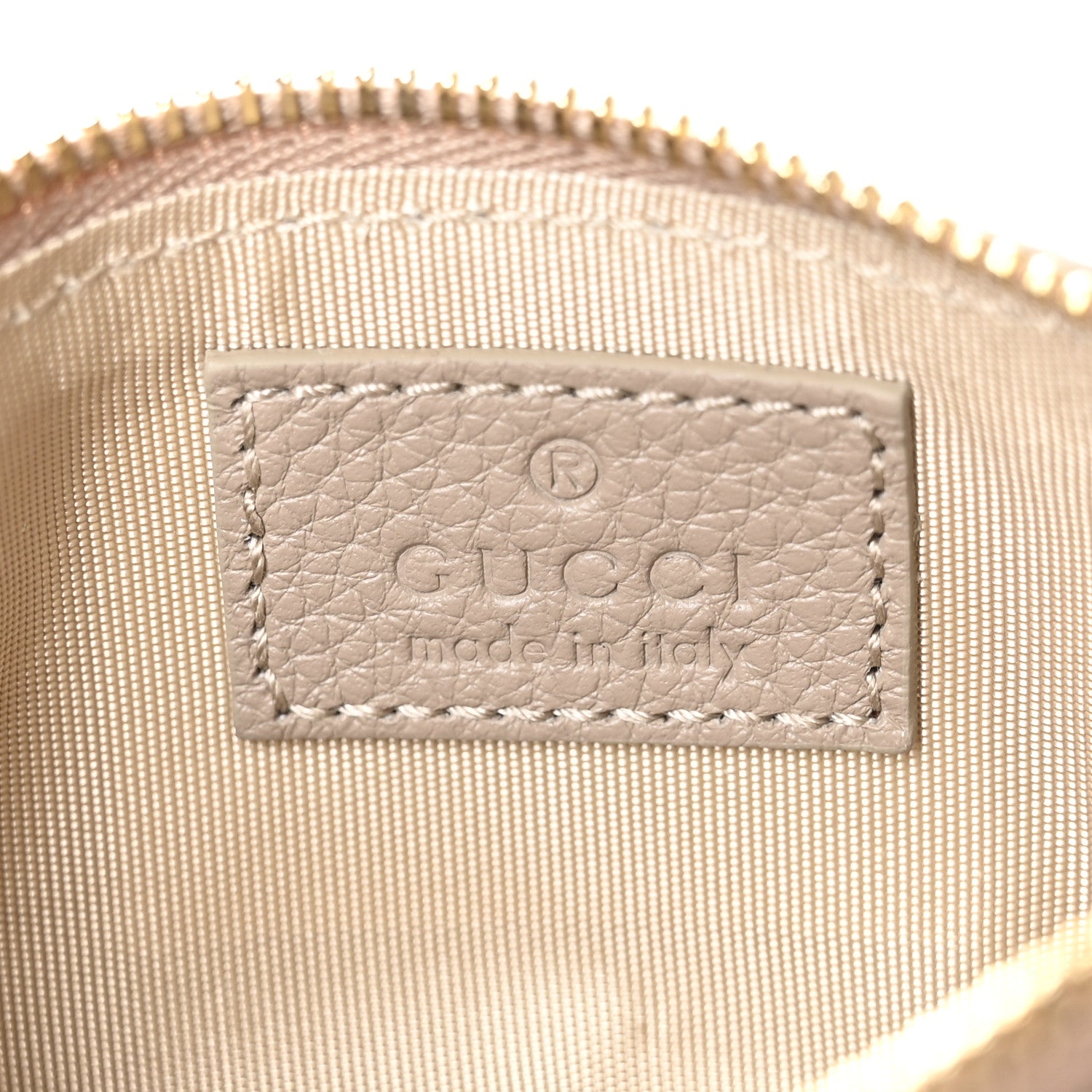 Guccissima GG Emblem Zip Key Case Taupe