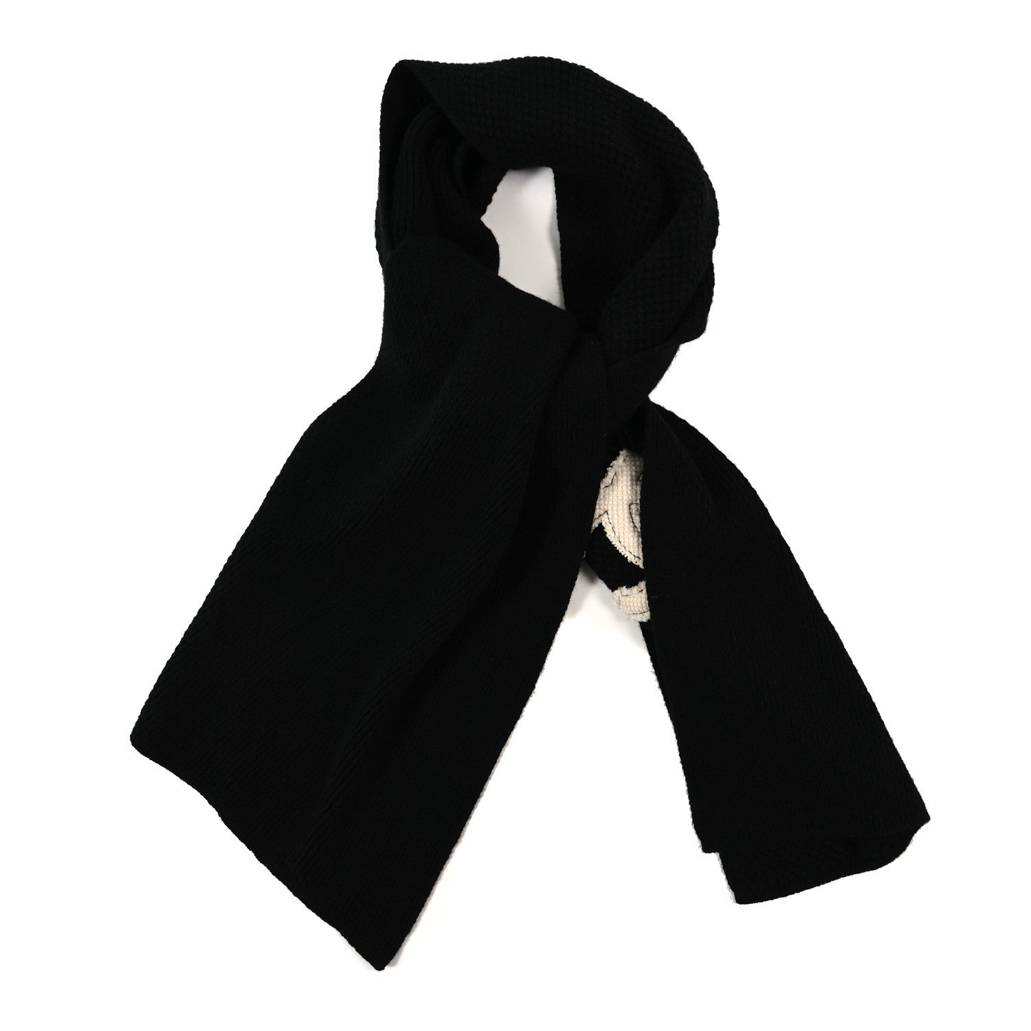 Cashmere CC Scarf Black White