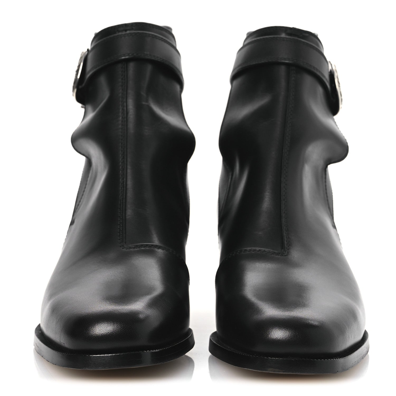 Calfskin Jakarta Buckle Boots 8 Black