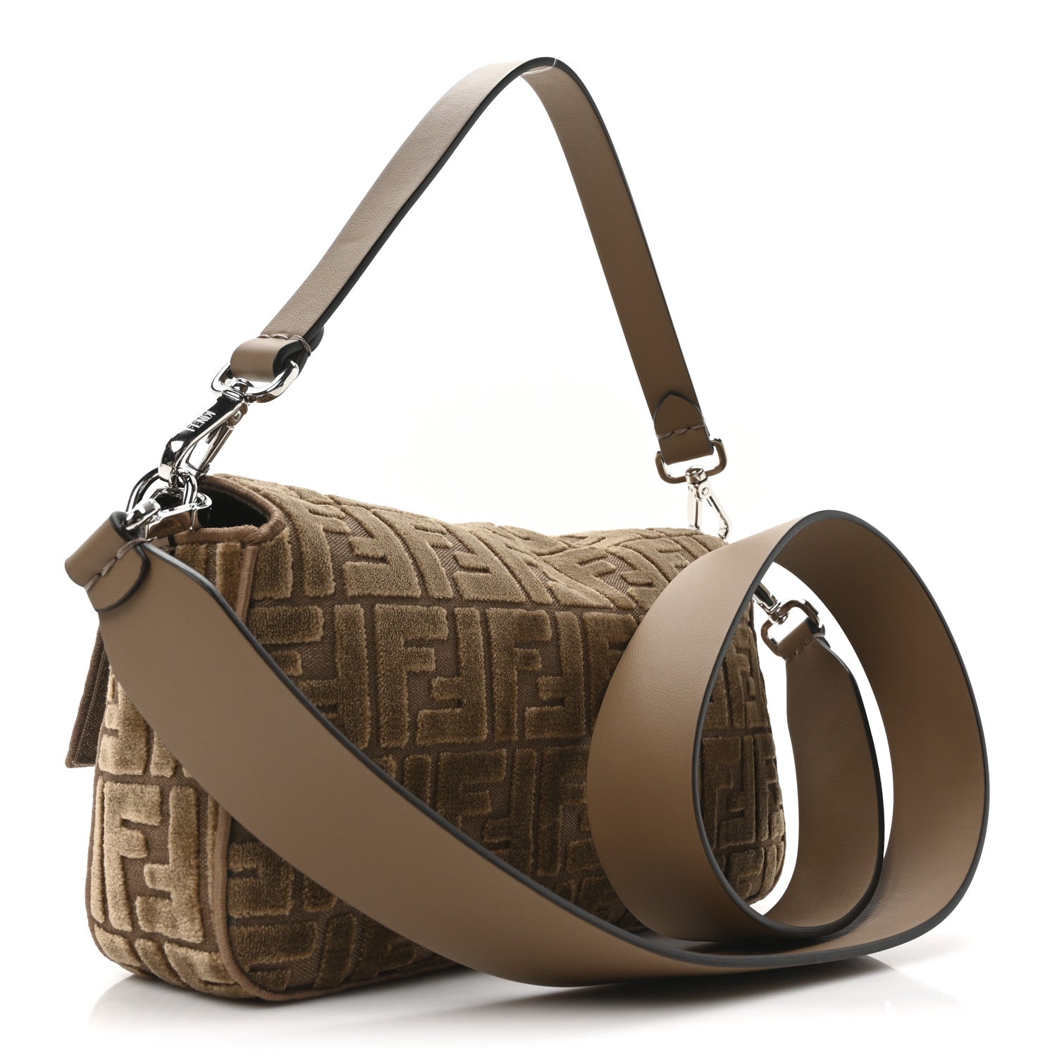 Velvet Jacquard Crystal FF Baguette Cappuccino