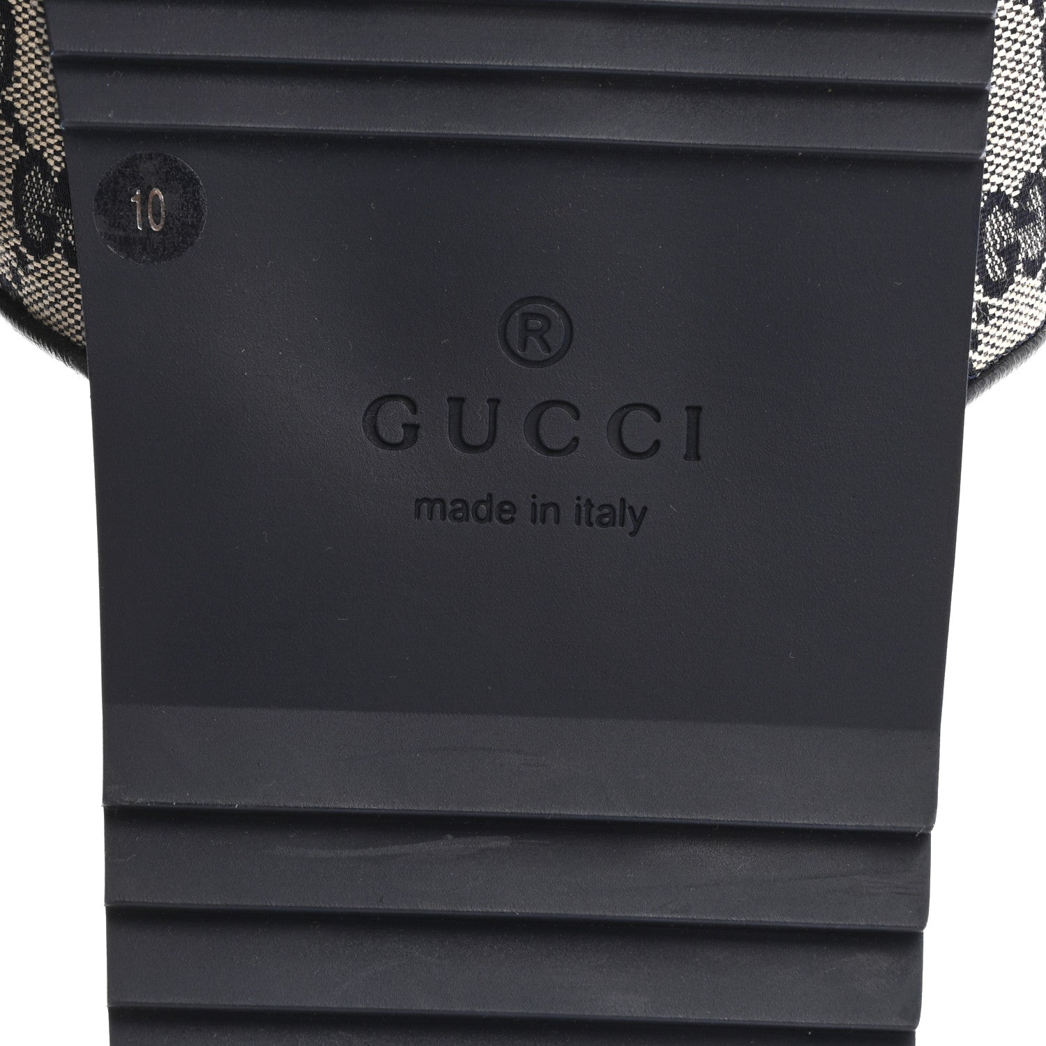 Canvas GG Monogram Mens Slide Sandals 10 Beige Blue