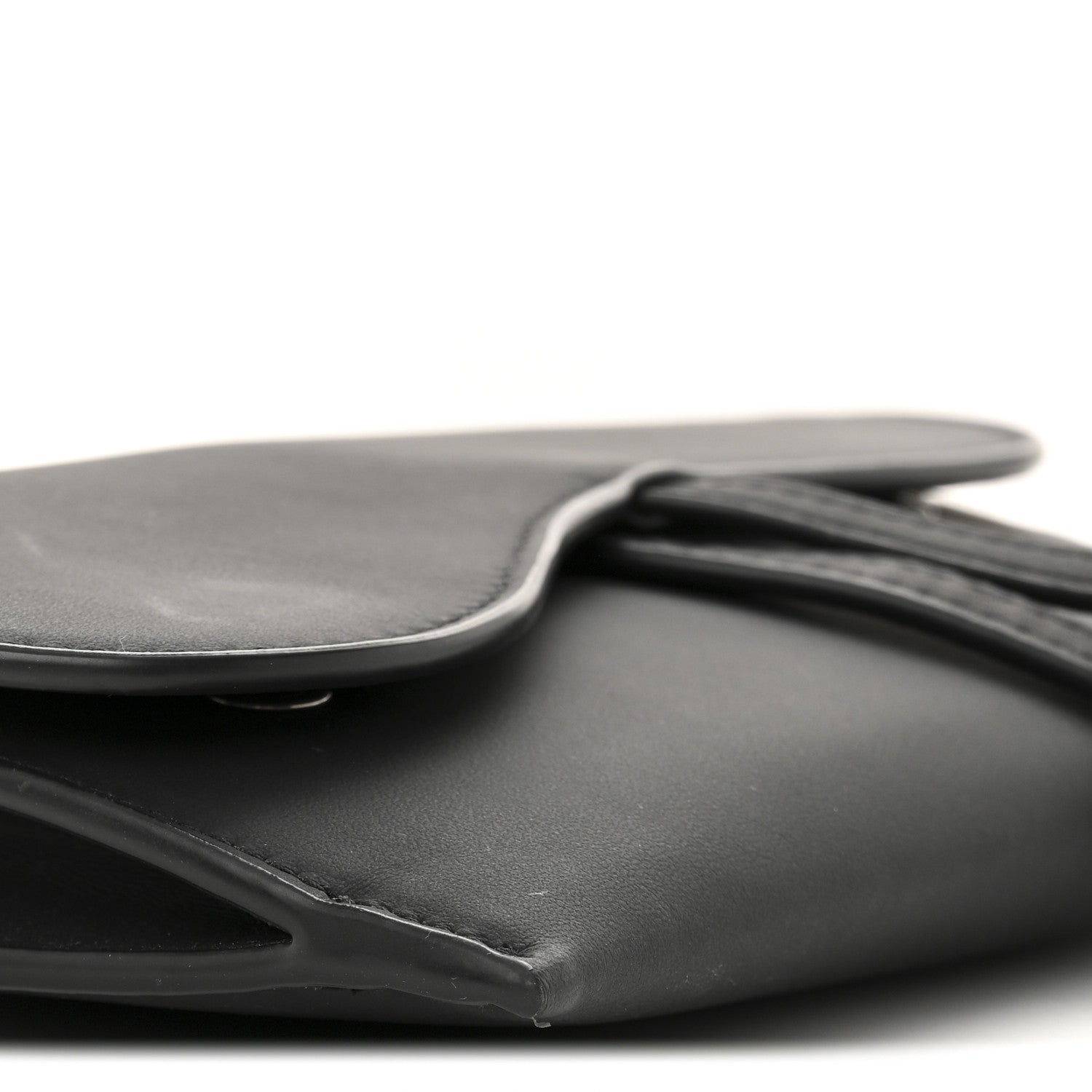 Ultra Matte Calfskin Saddle Chain Wallet Pouch Black