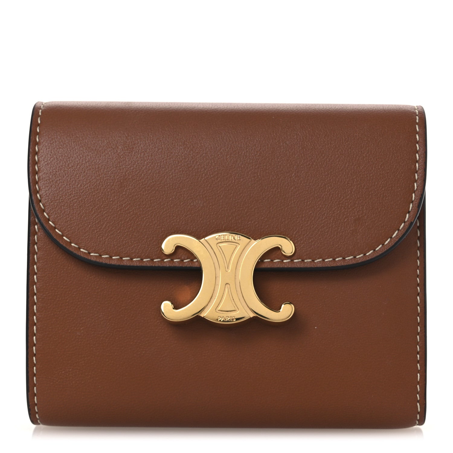 Shiny Smooth Lambskin Small Triomphe Wallet Tan