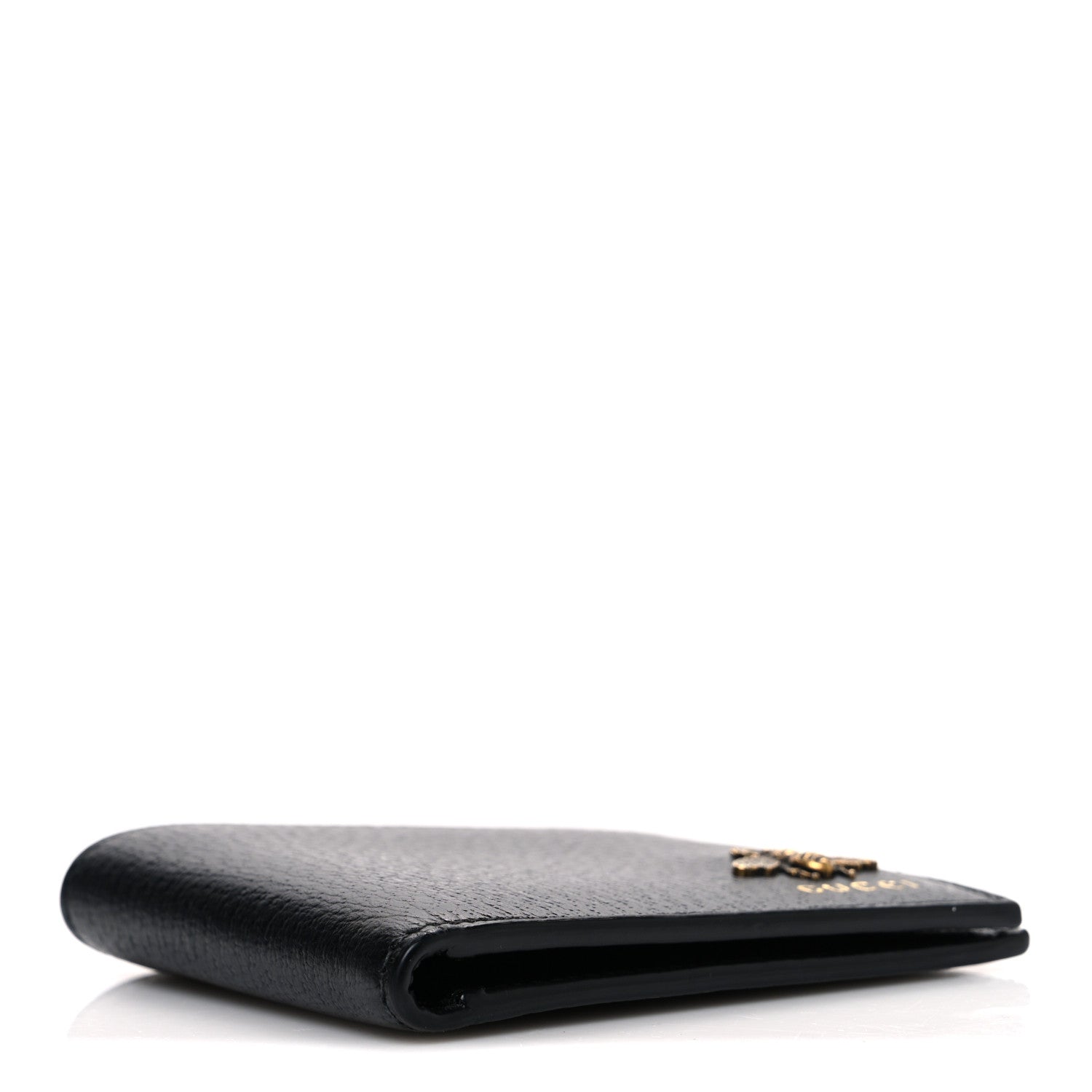 Calfskin Bee Bi-Fold Wallet Black