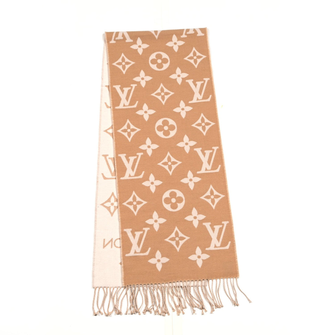 Wool Monogram LV Essential Scarf Beige