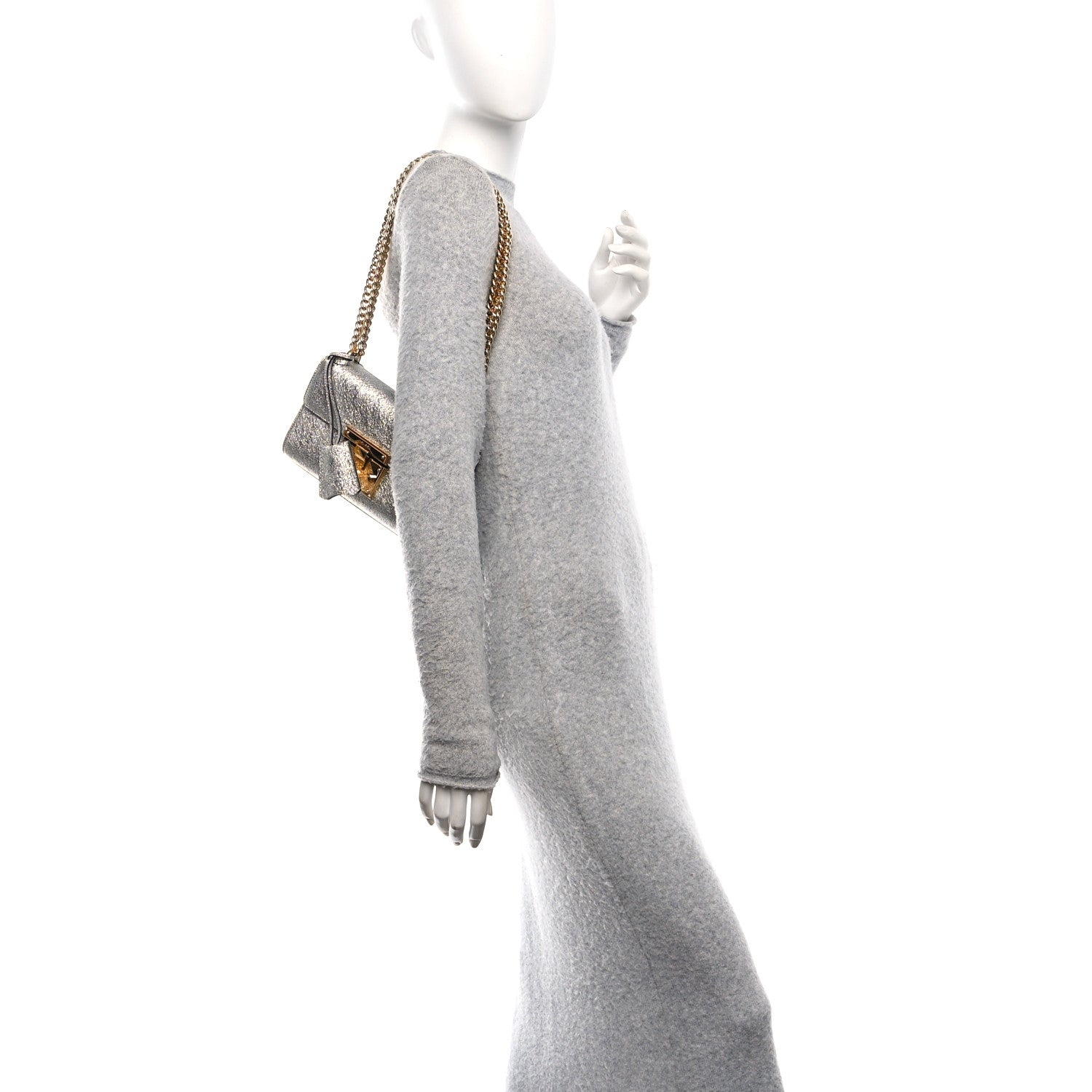 Galassia Small Padlock Shoulder Bag Argento