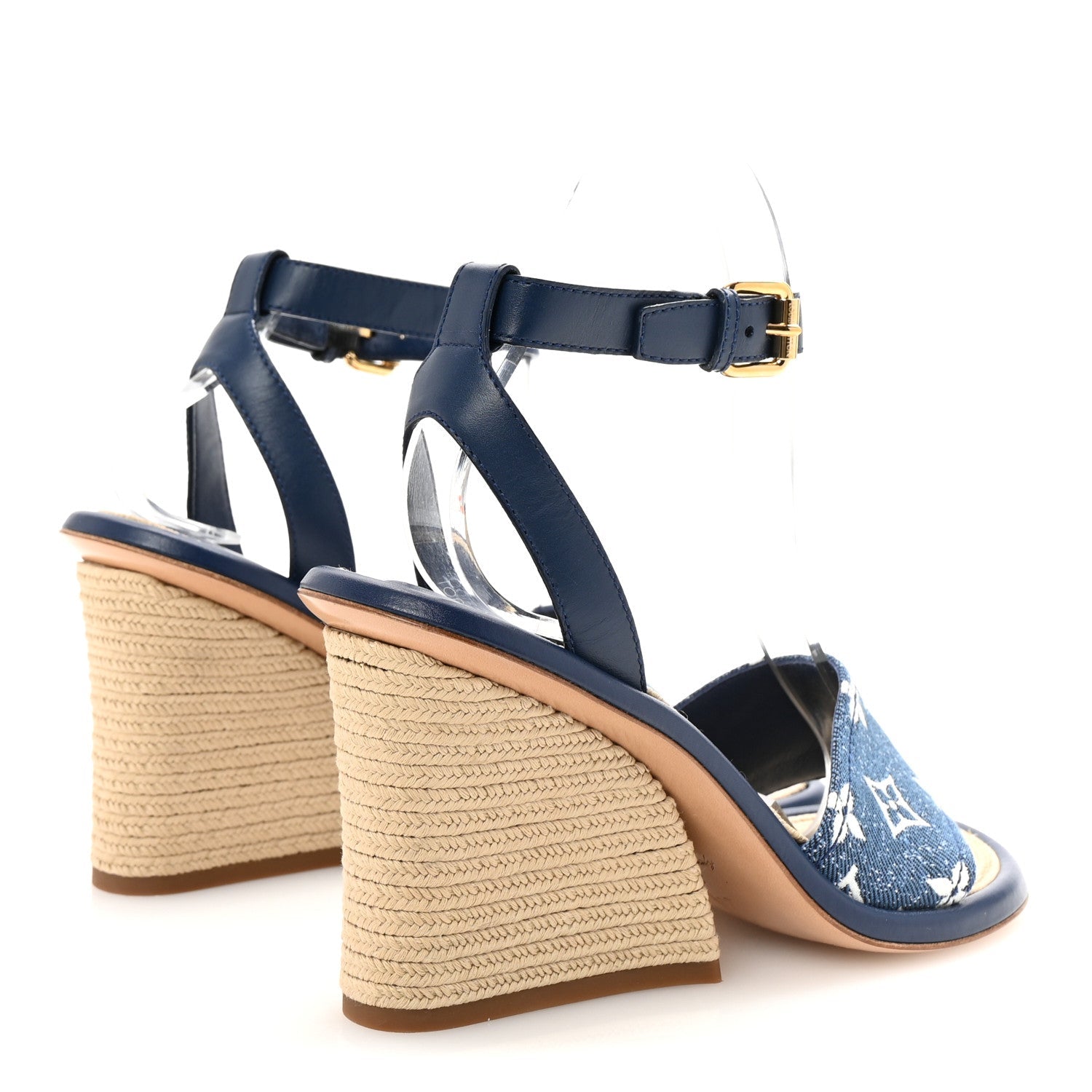 Monogram Denim Maia Wedge Sandal 37