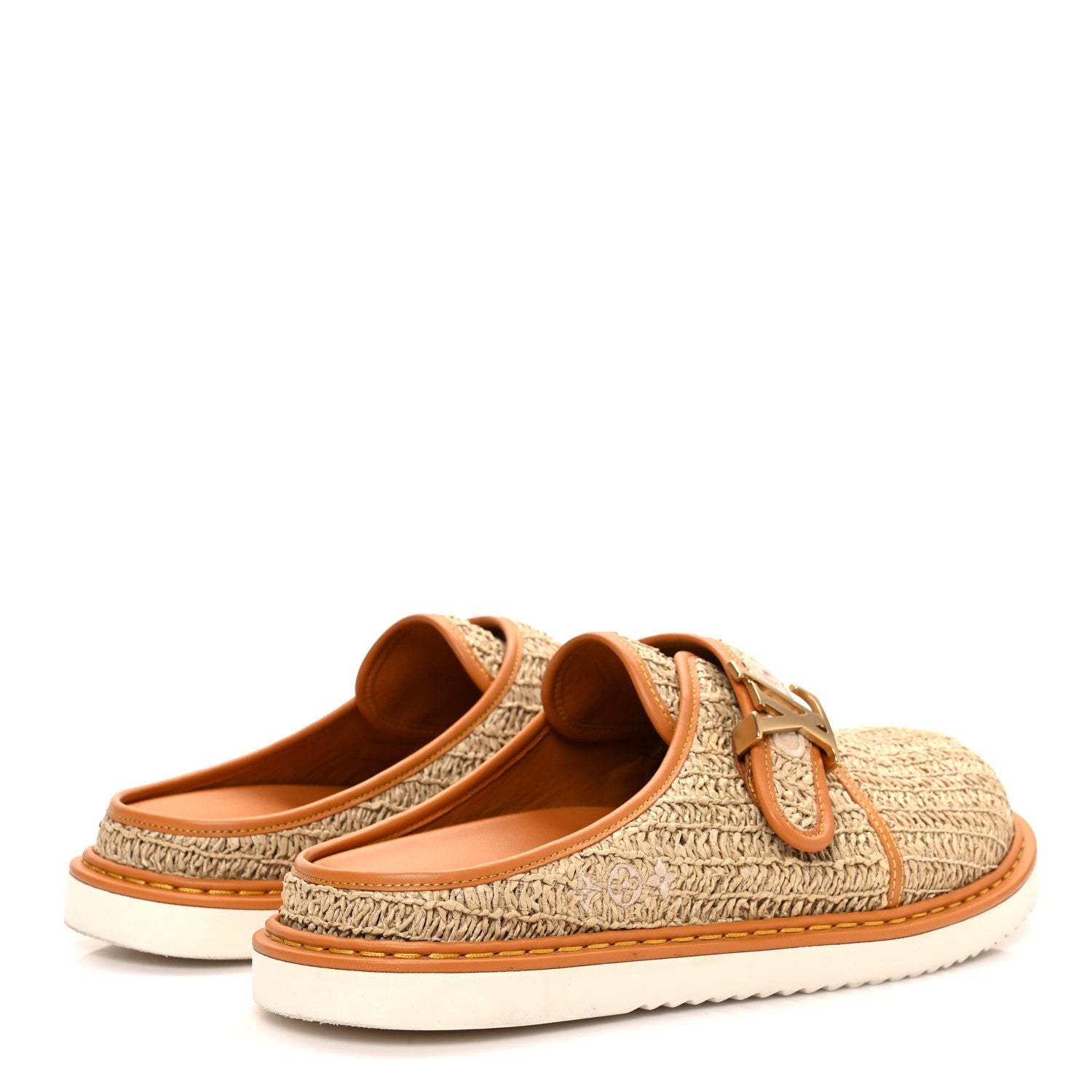 Raffia LV Easy Mens Mule 9.5 Beige