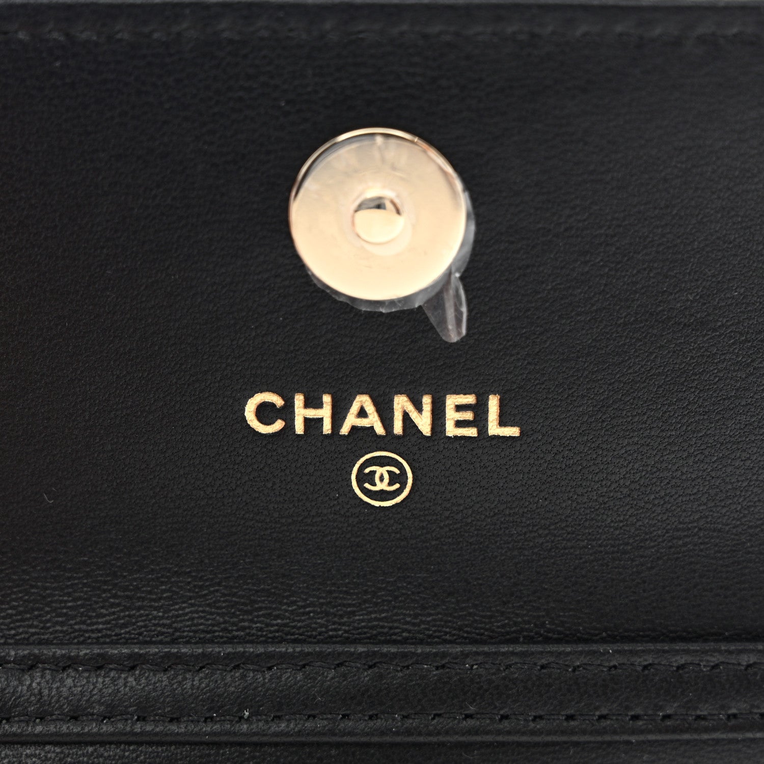 Lambskin Quilted Crystal CC Charm Clutch With Chain Black