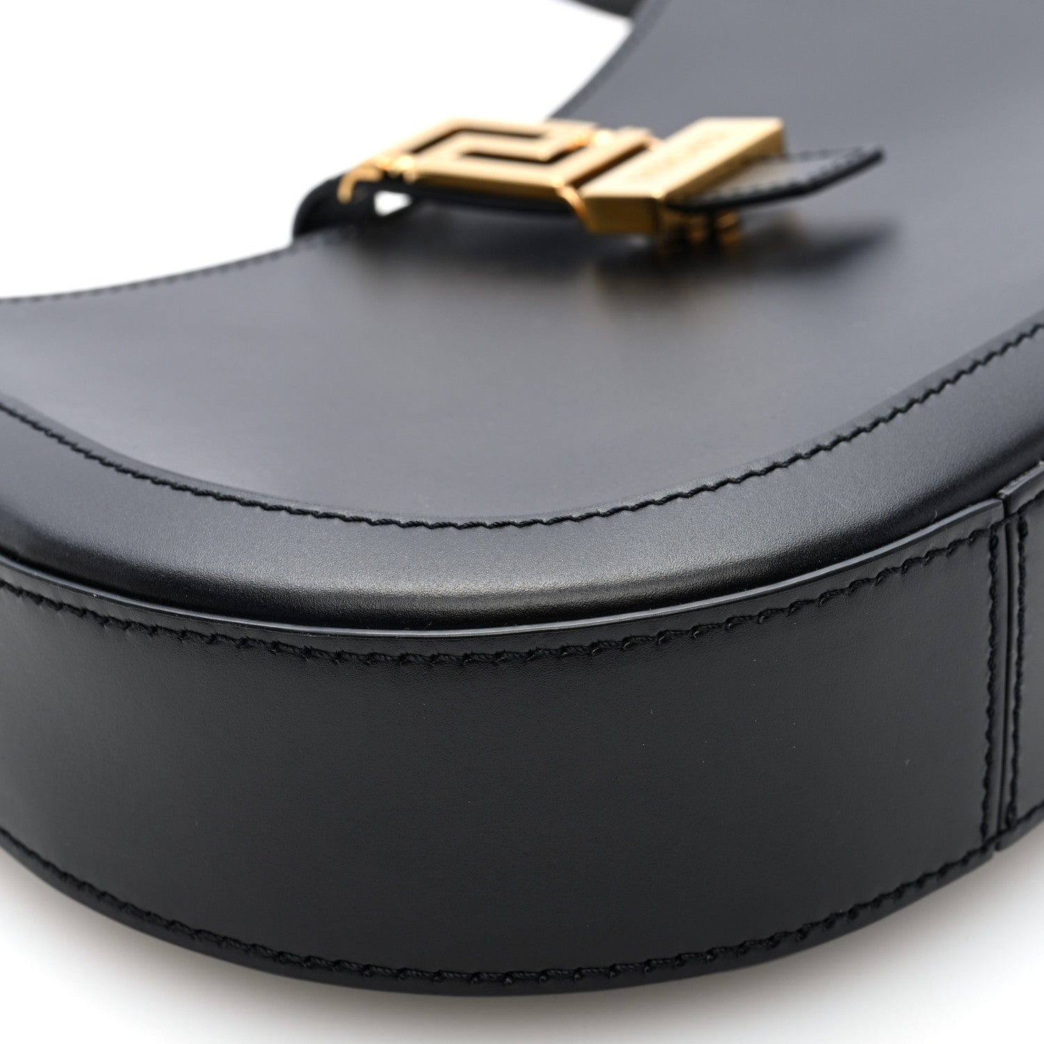 Calfskin Large Greca Goddess Hobo Black