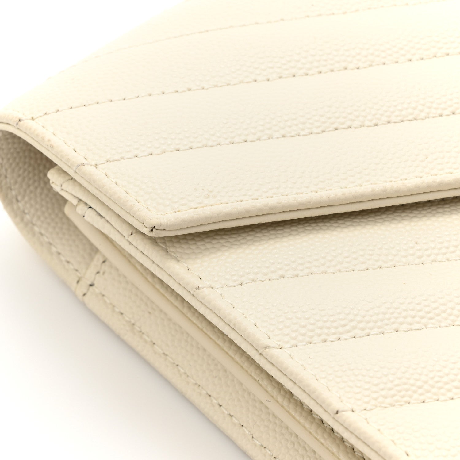 Grain De Poudre Matelasse Chevron Monogram Chain Wallet Crema Soft