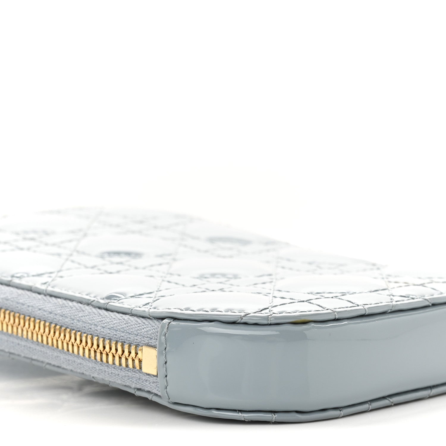 Patent Cannage Lady Dior Phone Holder Bracing Blue