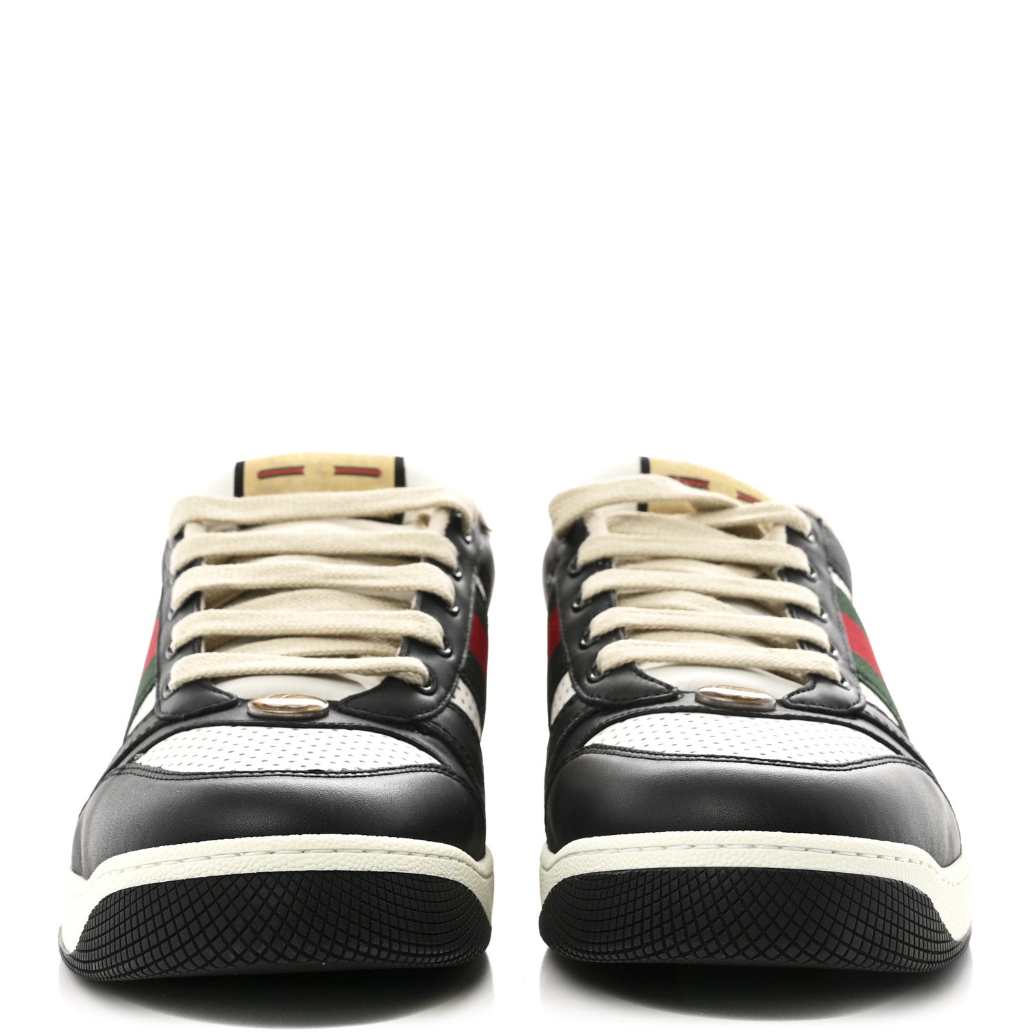 Calfskin Web Mens Screener Sneakers 9.5 Black White