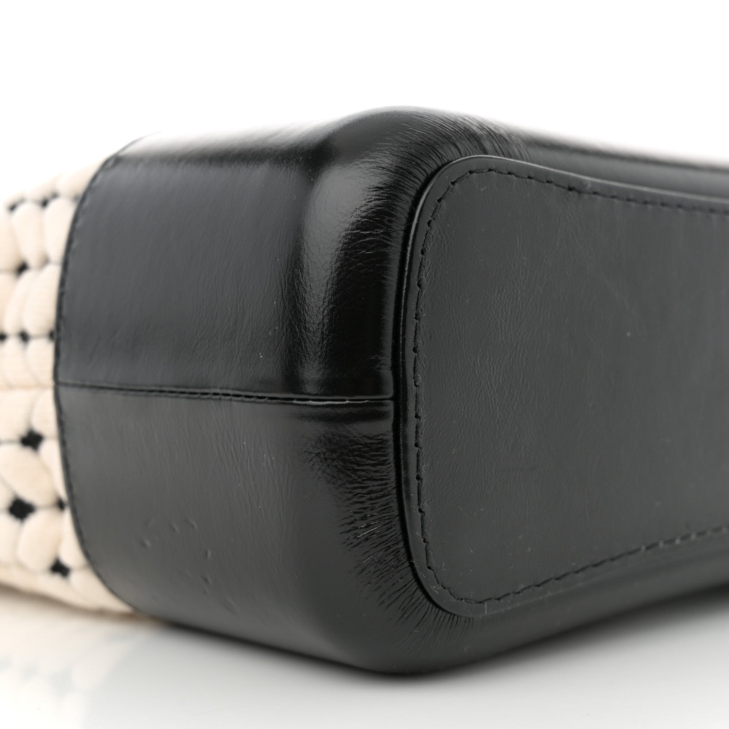 Wool Calfskin Medium Gabrielle Hobo Black White