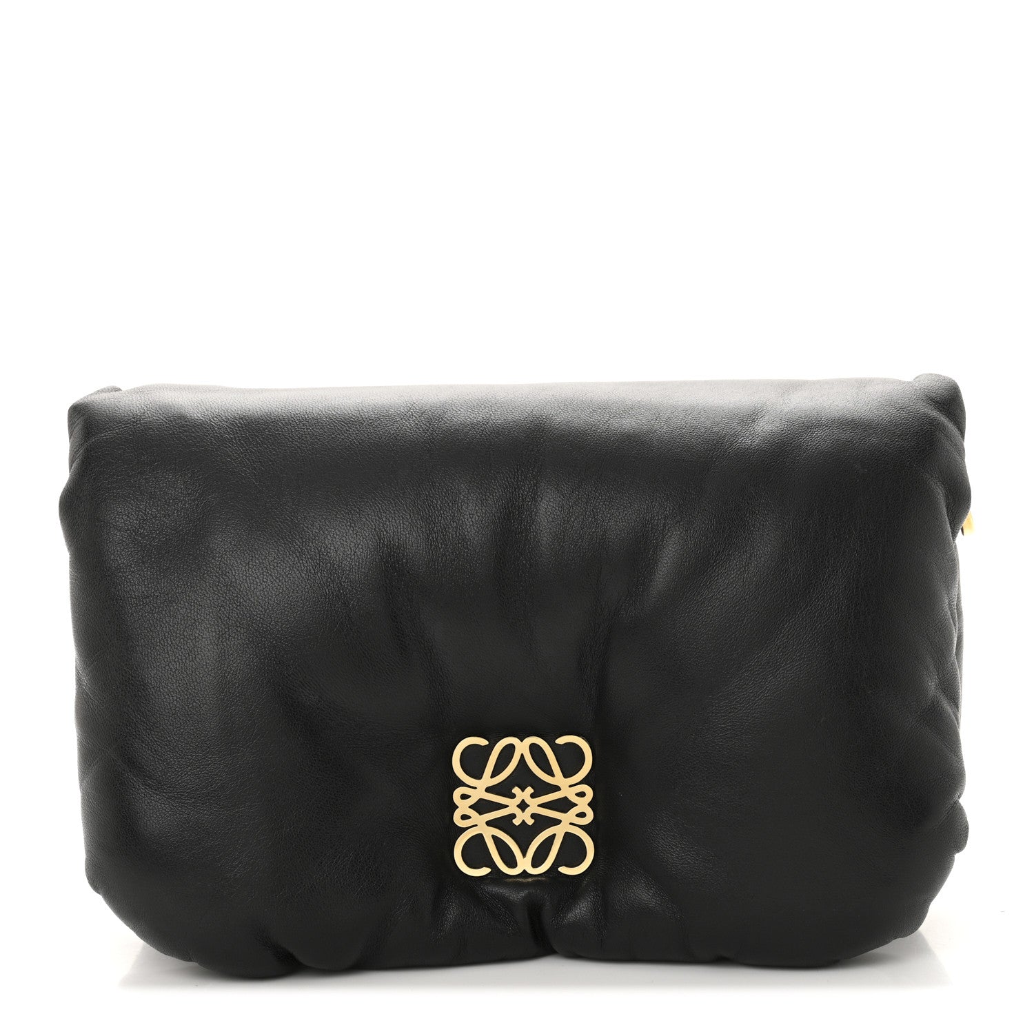 Shiny Nappa Lambskin Mini Goya Puffer Bag Black