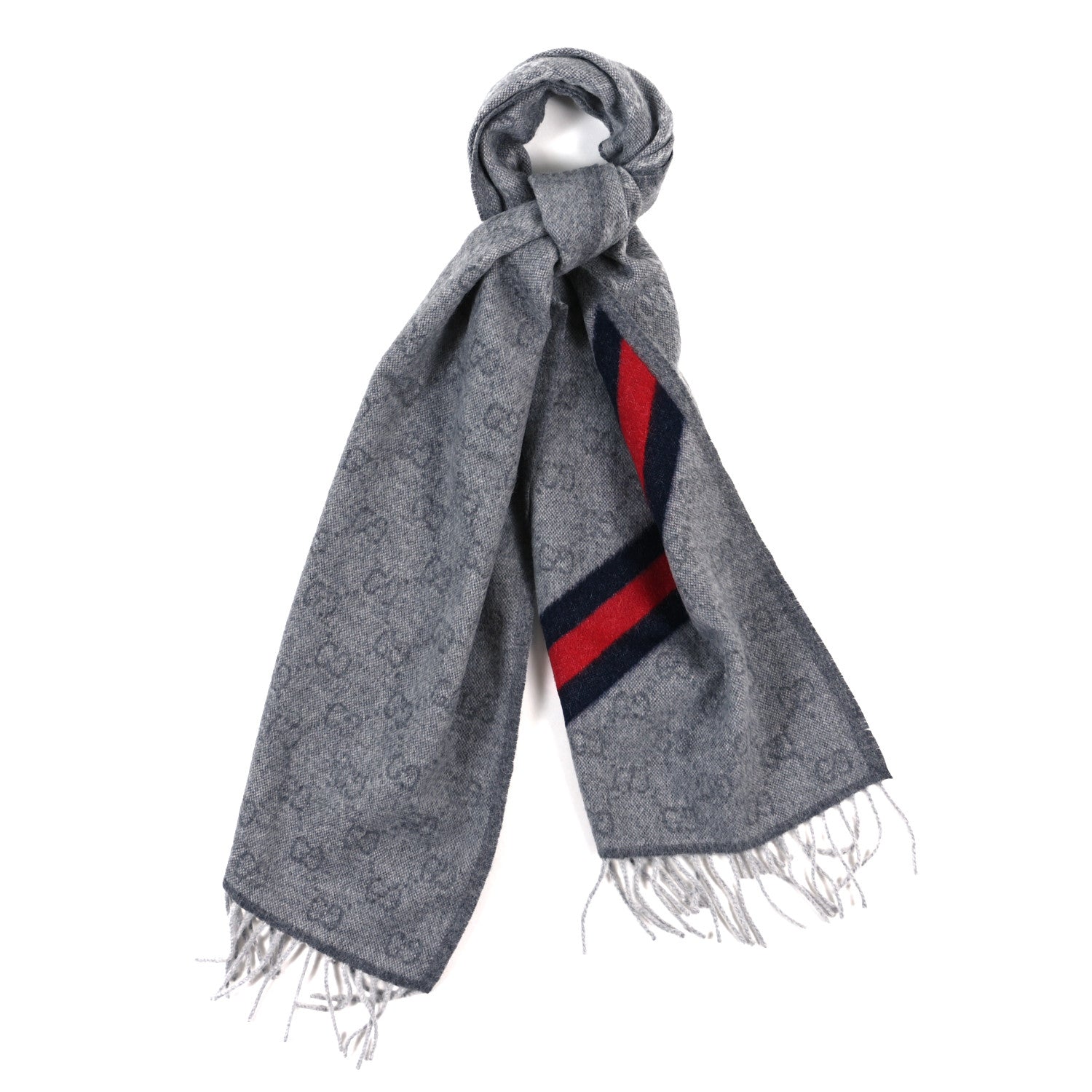 Wool Angora Monogram Web New Nikky Scarf Zinc Blue