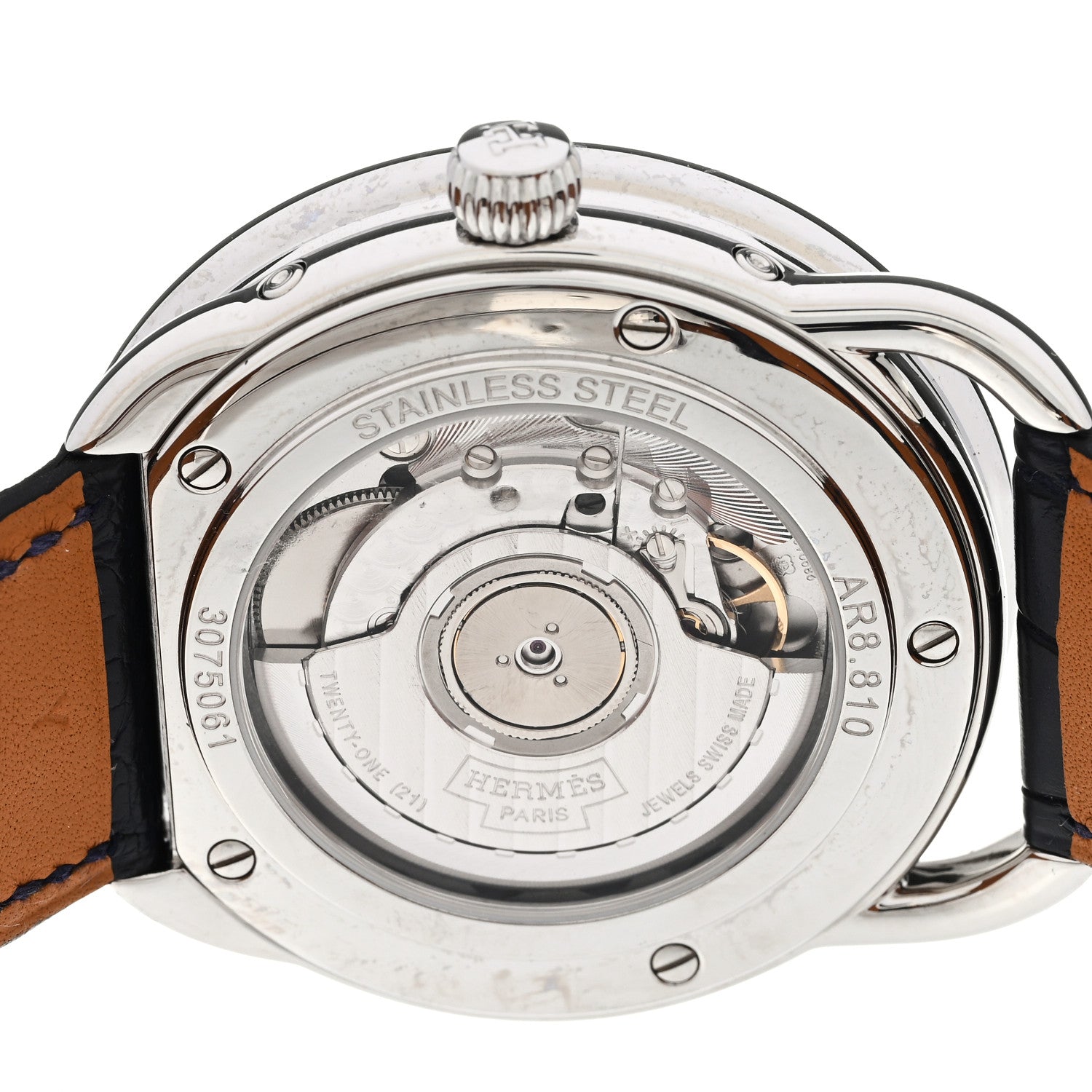 Stainless Steel Alligator 43mm Arceau Grande Lune Automatic Watch Bleu Abysse