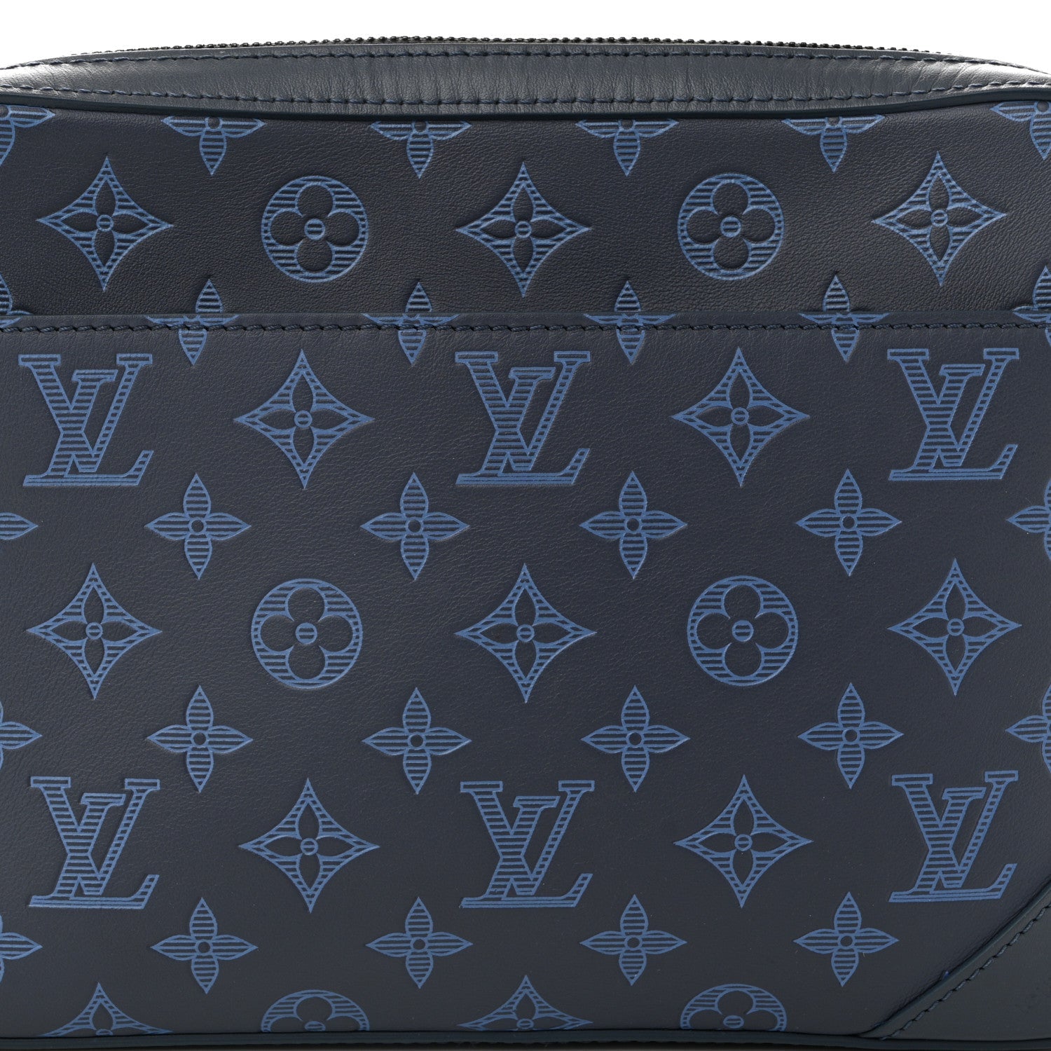 Calfskin Monogram Shadow Trio Messenger Navy River Blue