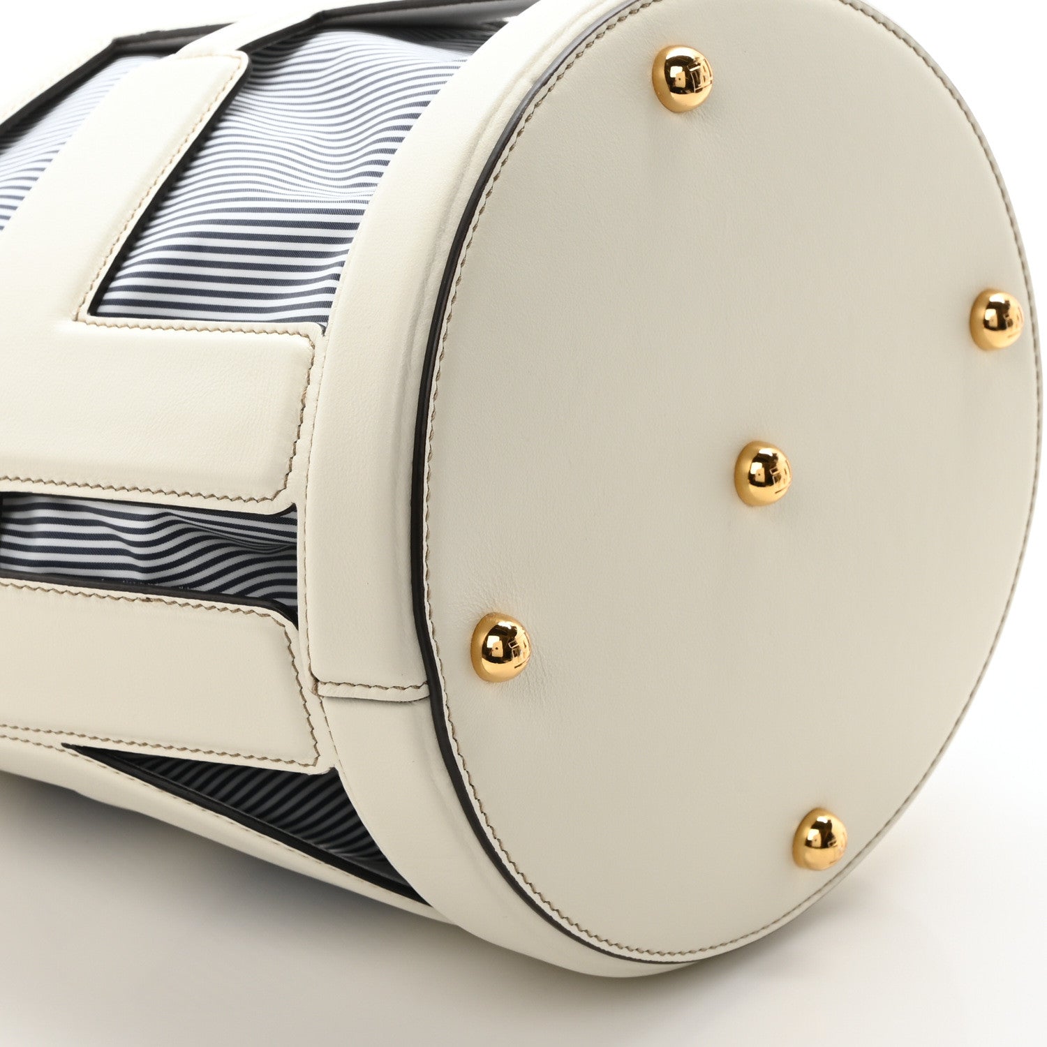 Nylon Vitello King Logo Step Out Bucket Bag White Rice Mirto