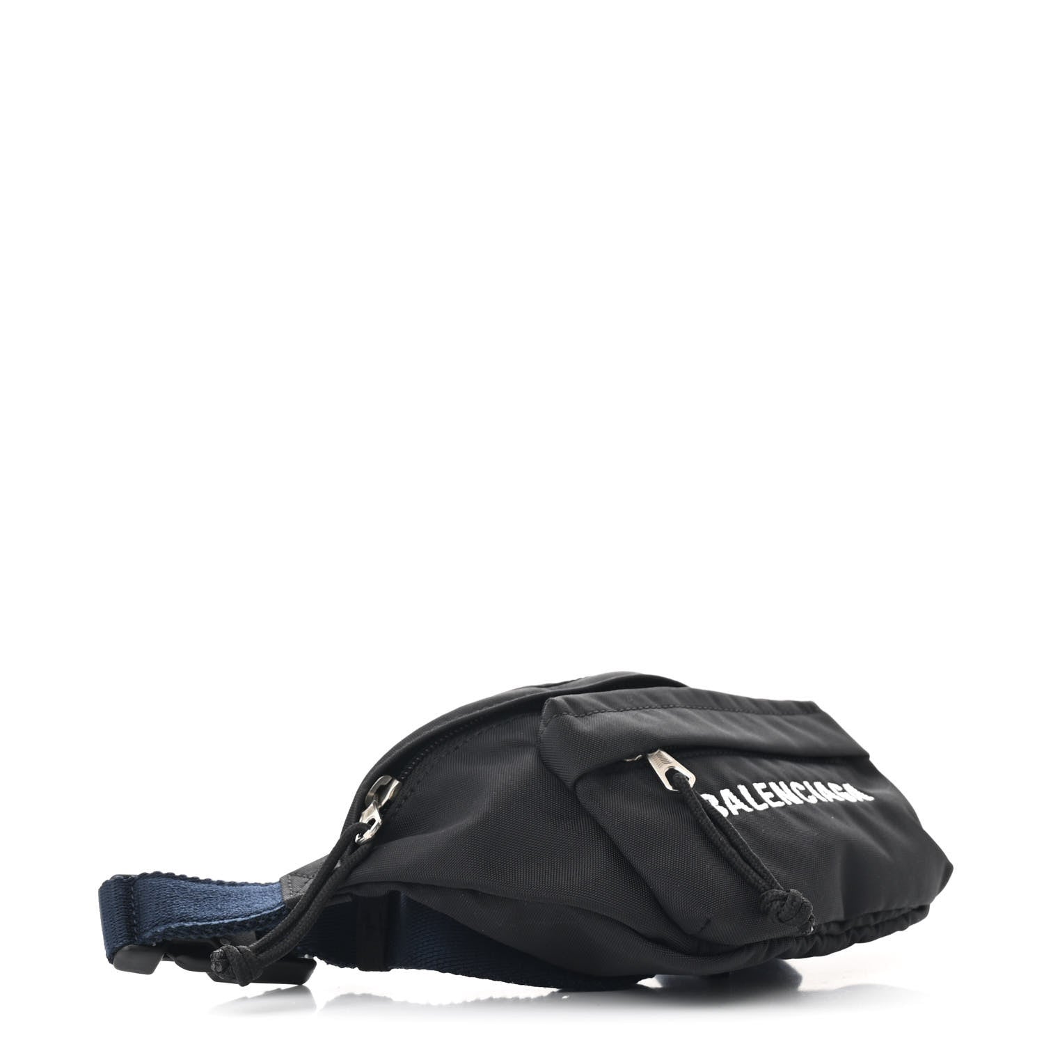 Sport Nylon Logo Embroidered Wheel Belt Bag Black White