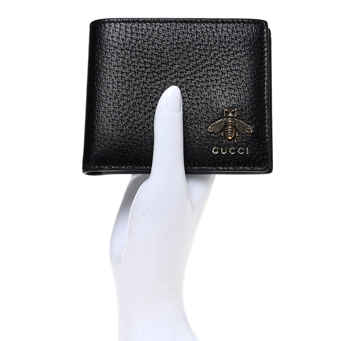 Calfskin Bee Bi-Fold Wallet Black