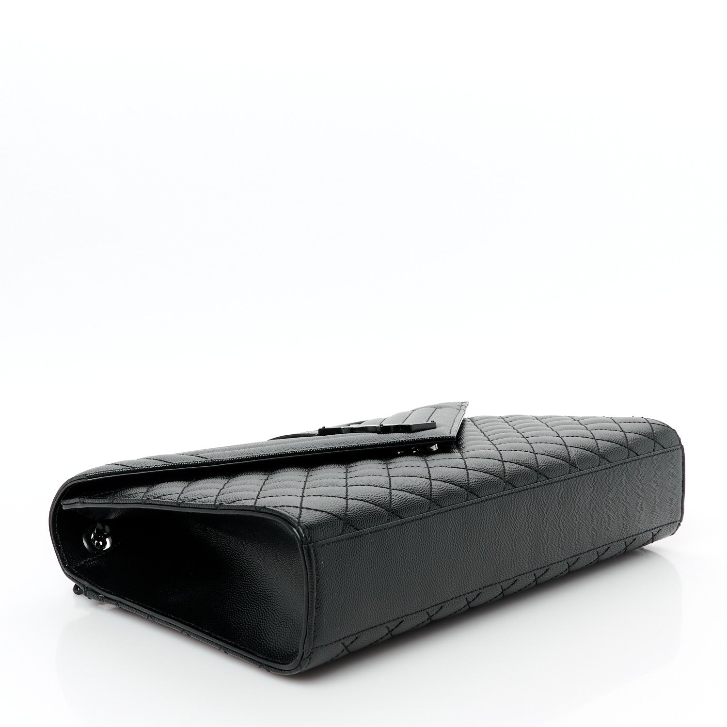 Grain De Poudre Textured Mixed Matelasse Large Triquilt Monogram Monochrome Satchel Black