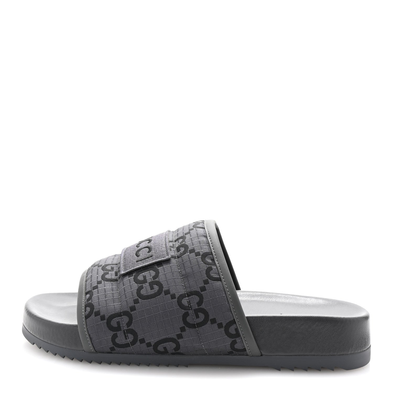 Monogram Ripstop Demetra Mens Slide Sandals 8 Grey Black