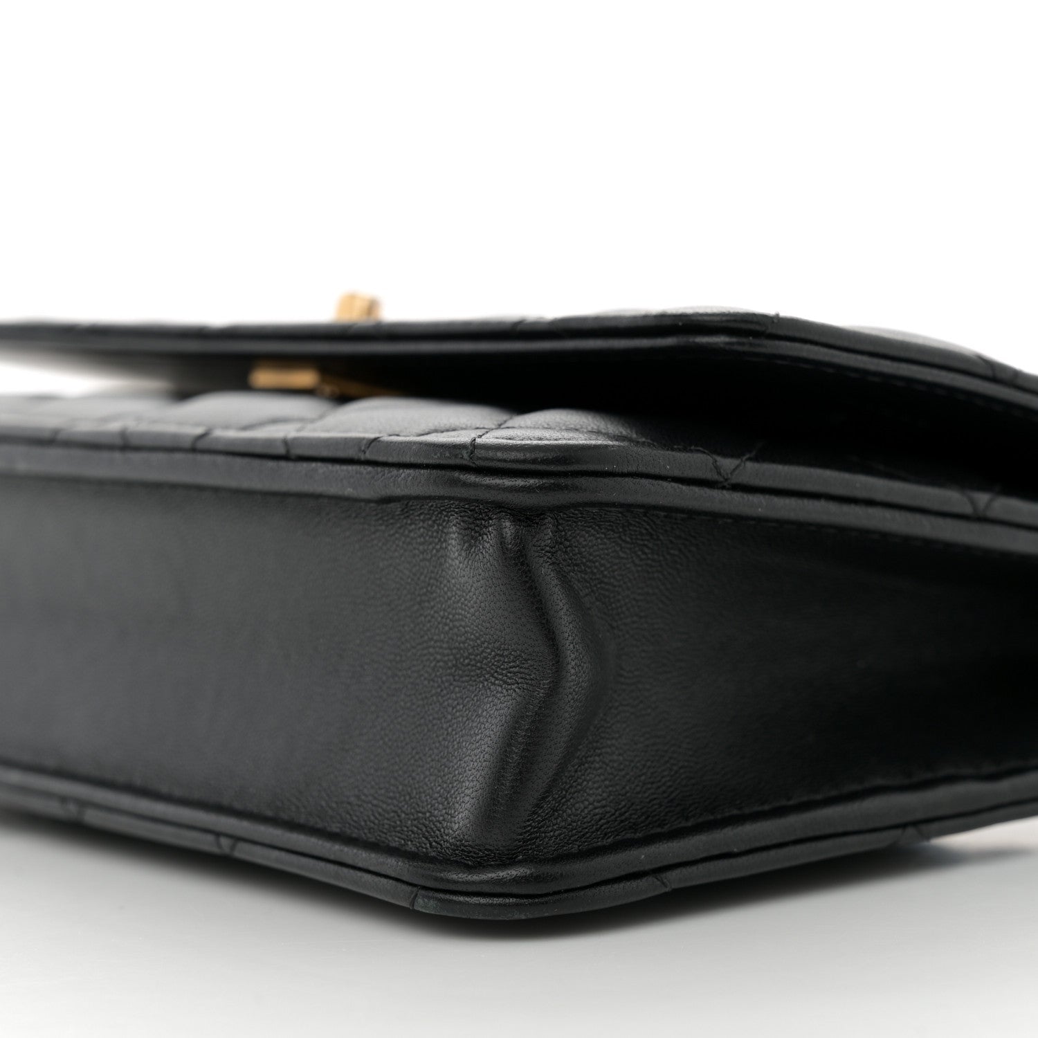 Lambskin Quilted Sweet Camellia Wallet On Chain WOC Black