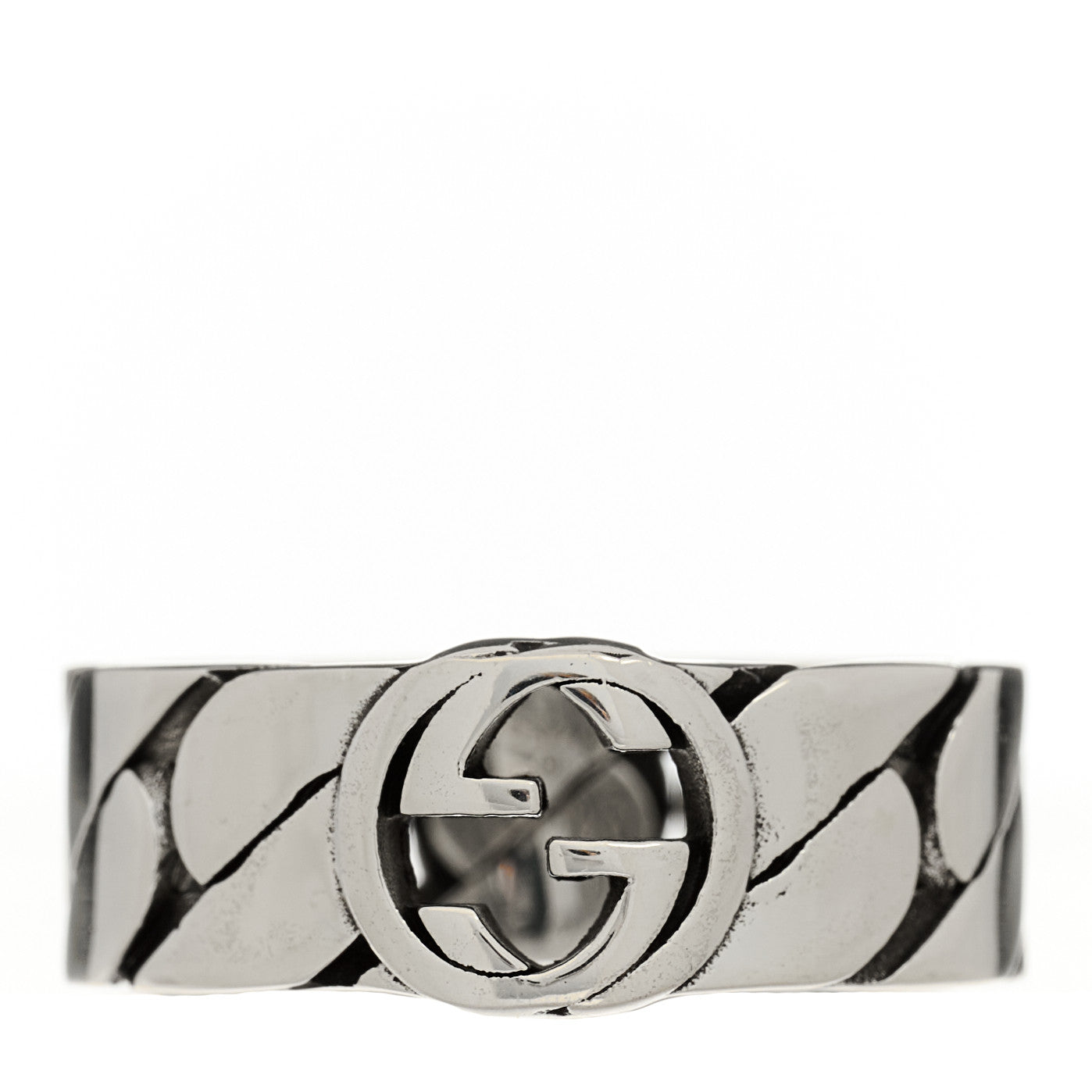 Sterling Silver Interlocking G Chainlink Wide Band Ring