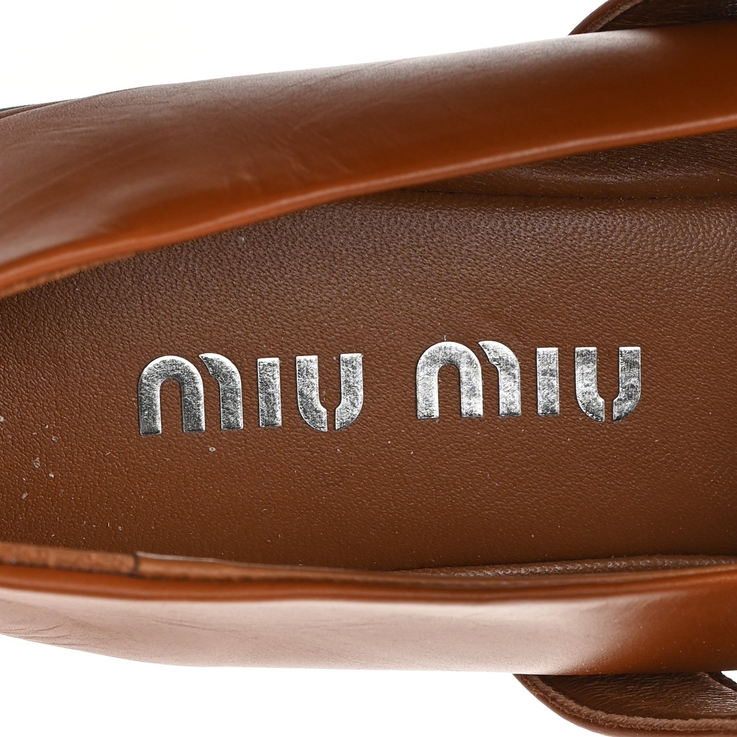 Calfskin Mary Jane Ballerina Flats 36 Cognac