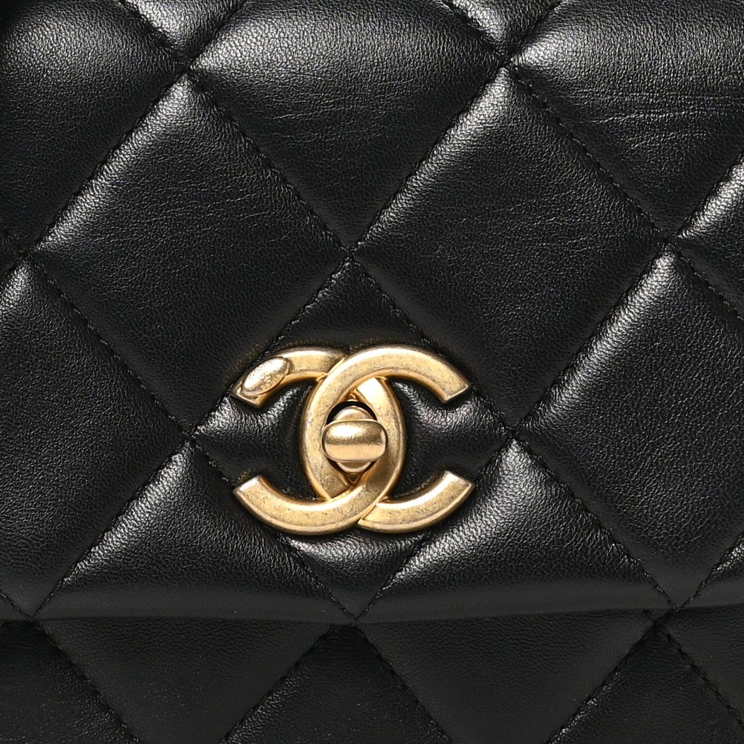 Lambskin Quilted Mini Side Note Flap Black