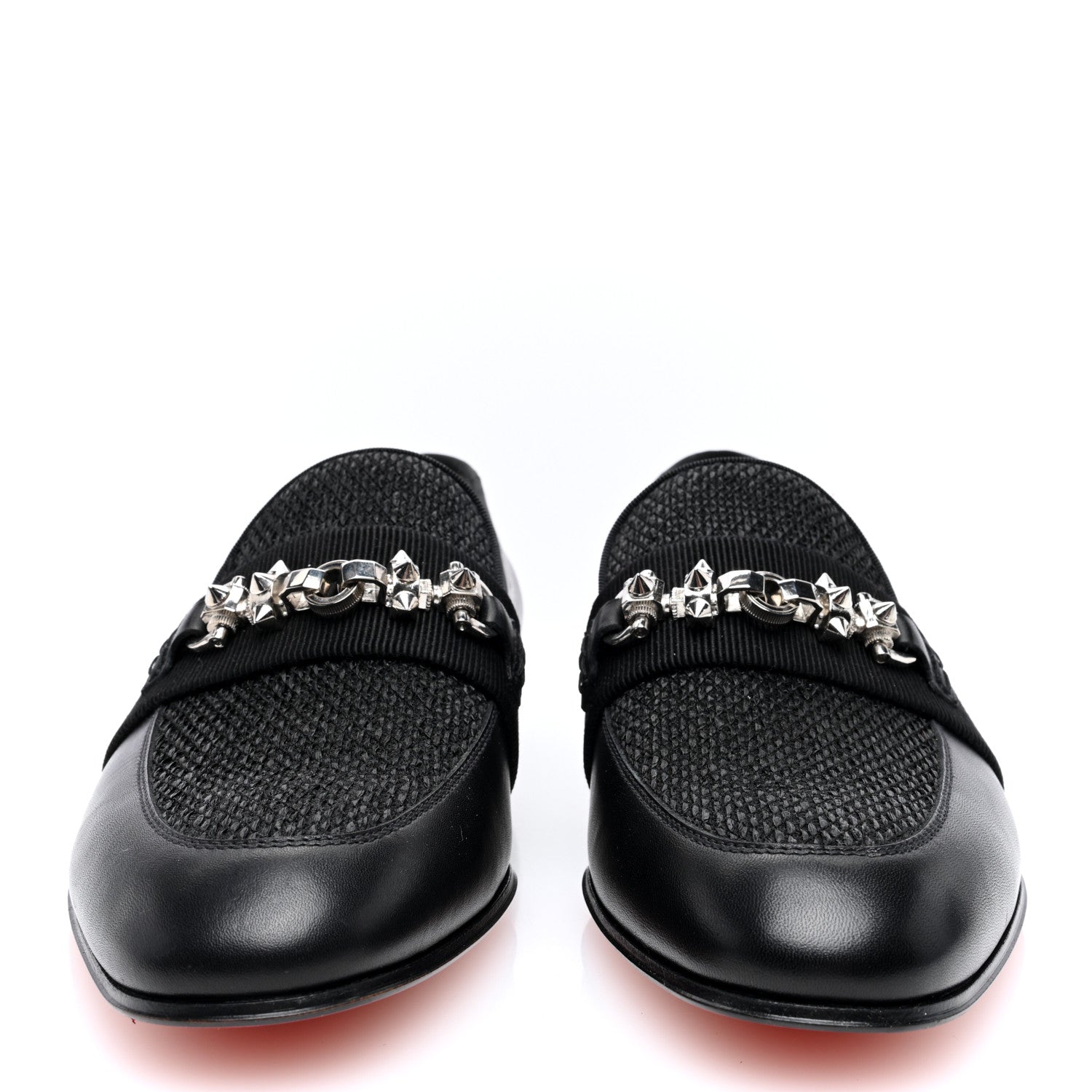 Calfskin Mens Penny Flat Loafers 7 Silver Black