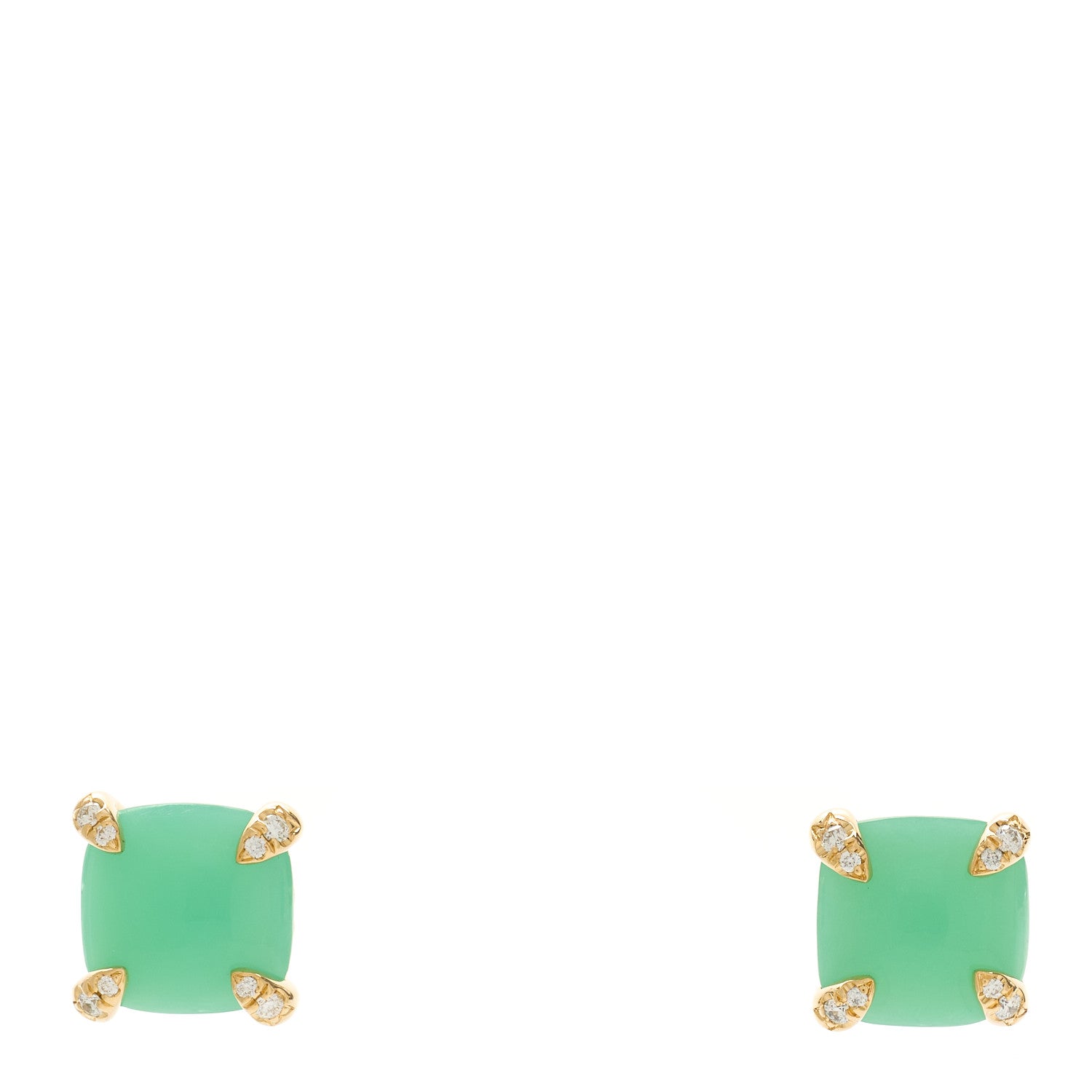 18K Yellow Gold Diamond Chrysoprase 8mm Chatelaine Earrings