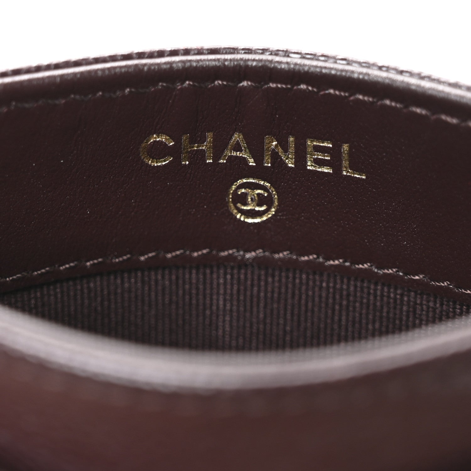 Caviar Quilted Card Holder Dark Brown