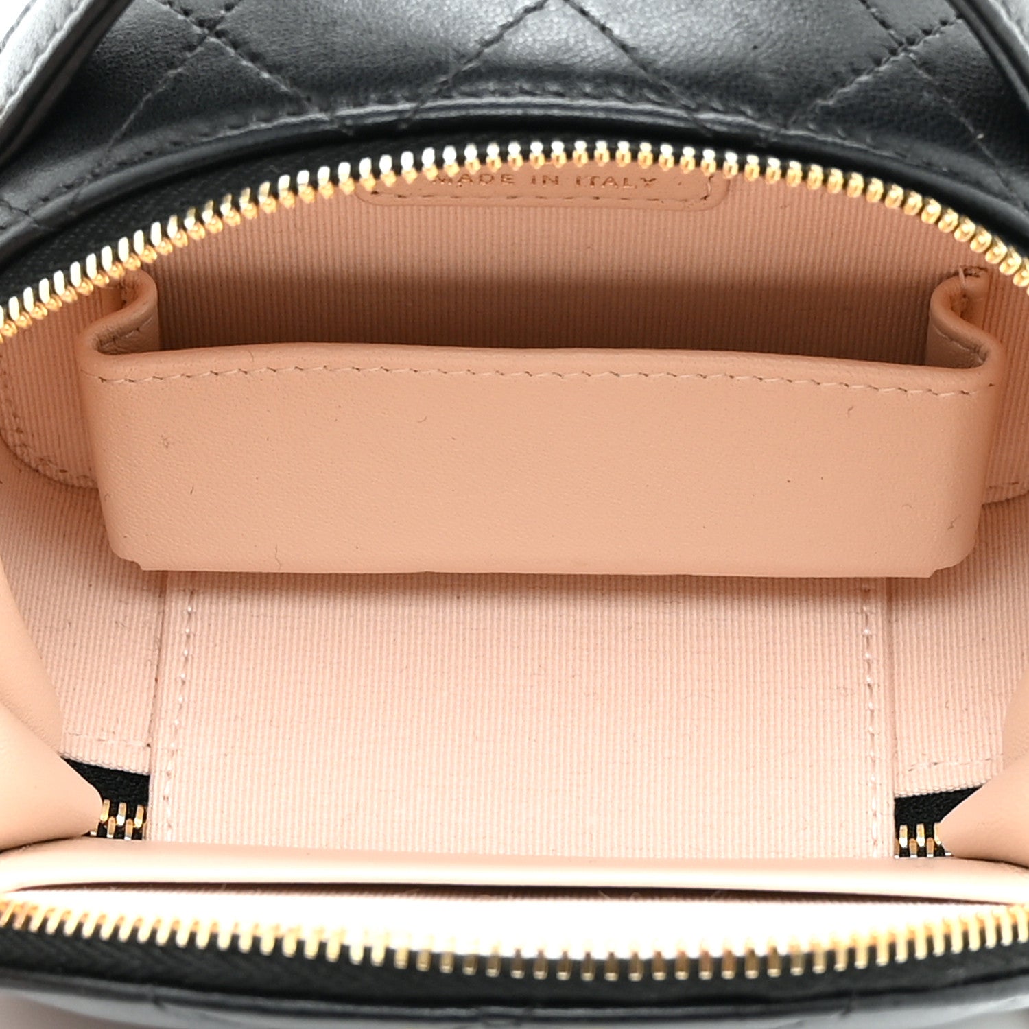 Lambskin Quilted Mini Chic Riviera Top Handle Vanity Case Black