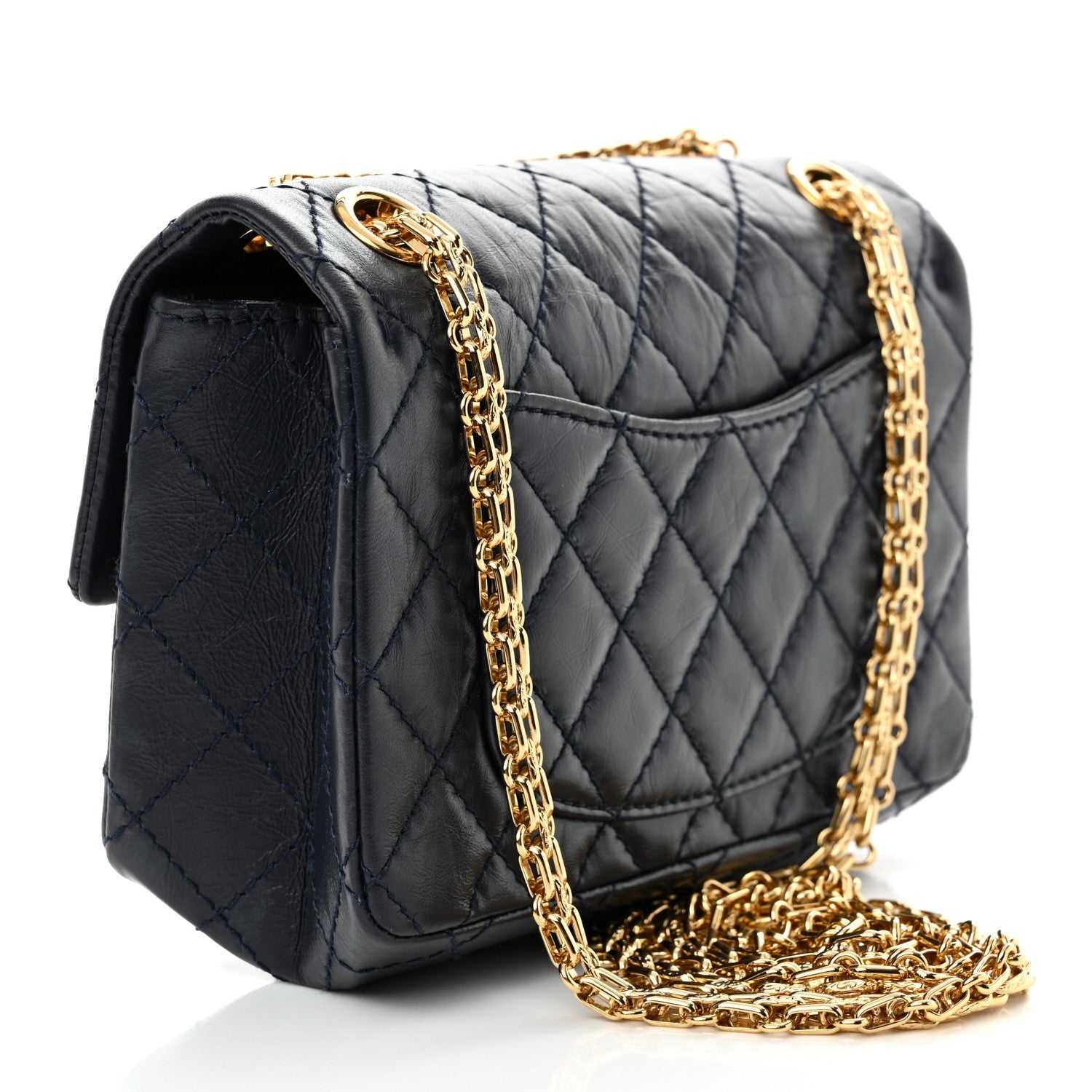 Aged Calfskin Quilted 2.55 Reissue Mini Flap Navy