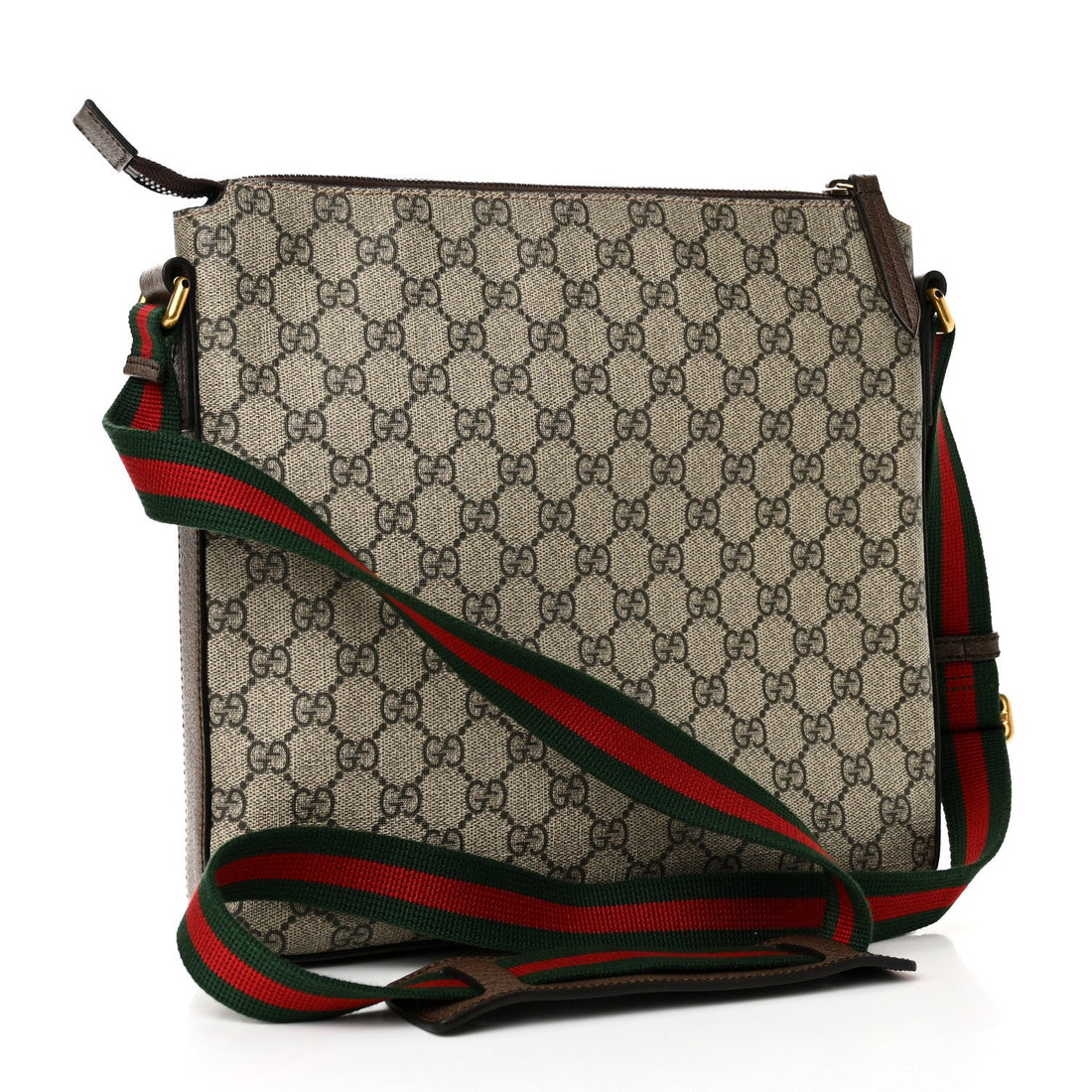 Soft GG Supreme Monogram Courrier Web Medium Flat Messenger Bag Beige New Acero Multicolor