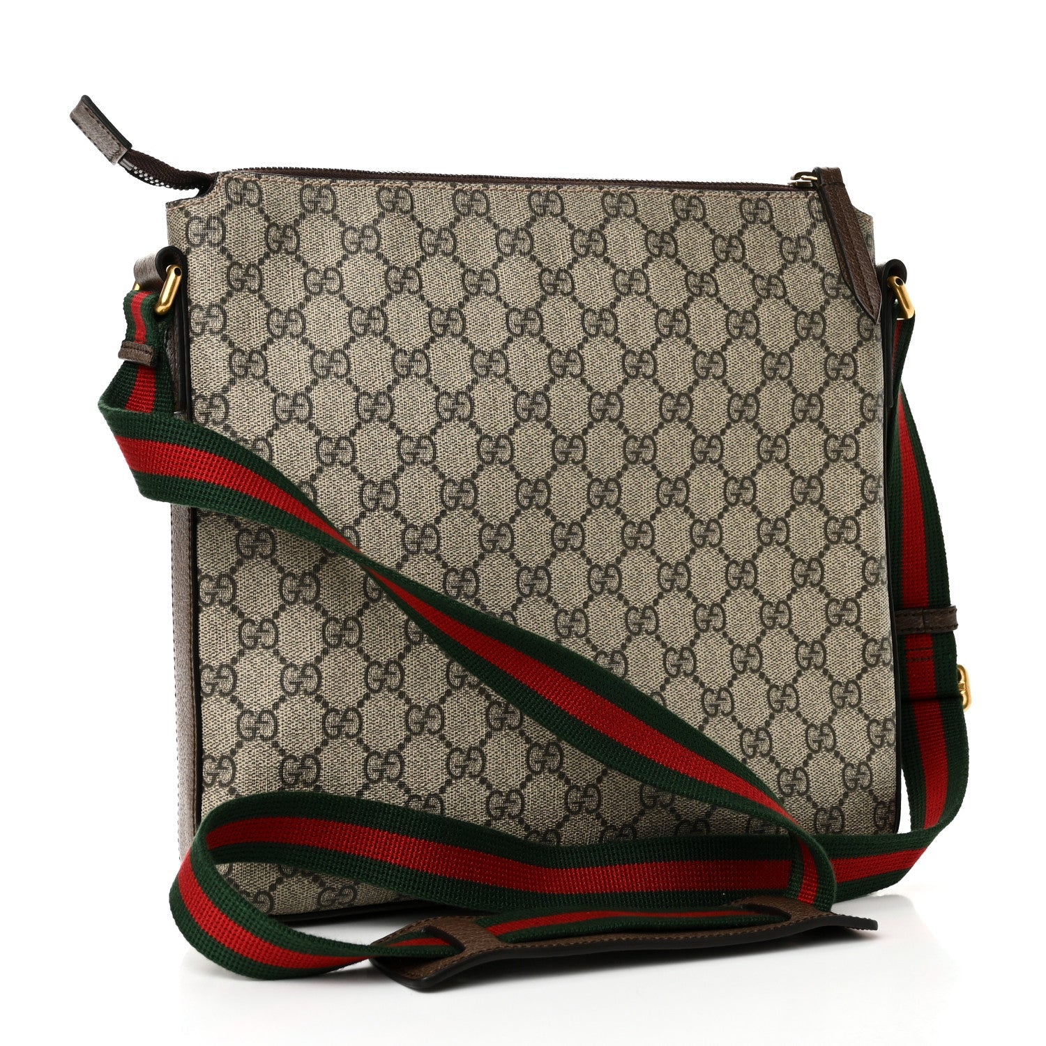 Soft GG Supreme Monogram Courrier Web Medium Flat Messenger Bag Beige New Acero Multicolor