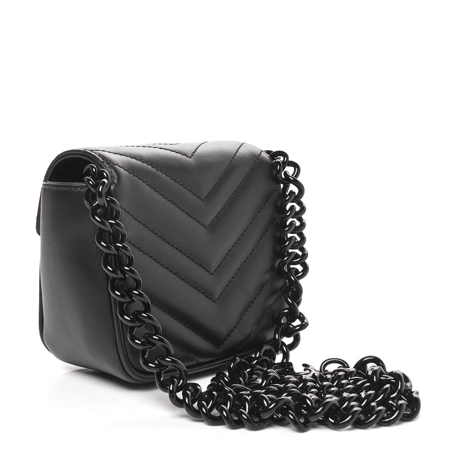 Calfskin Matelasse Monochrome GG Marmont Chain Mini Belt Bag Black