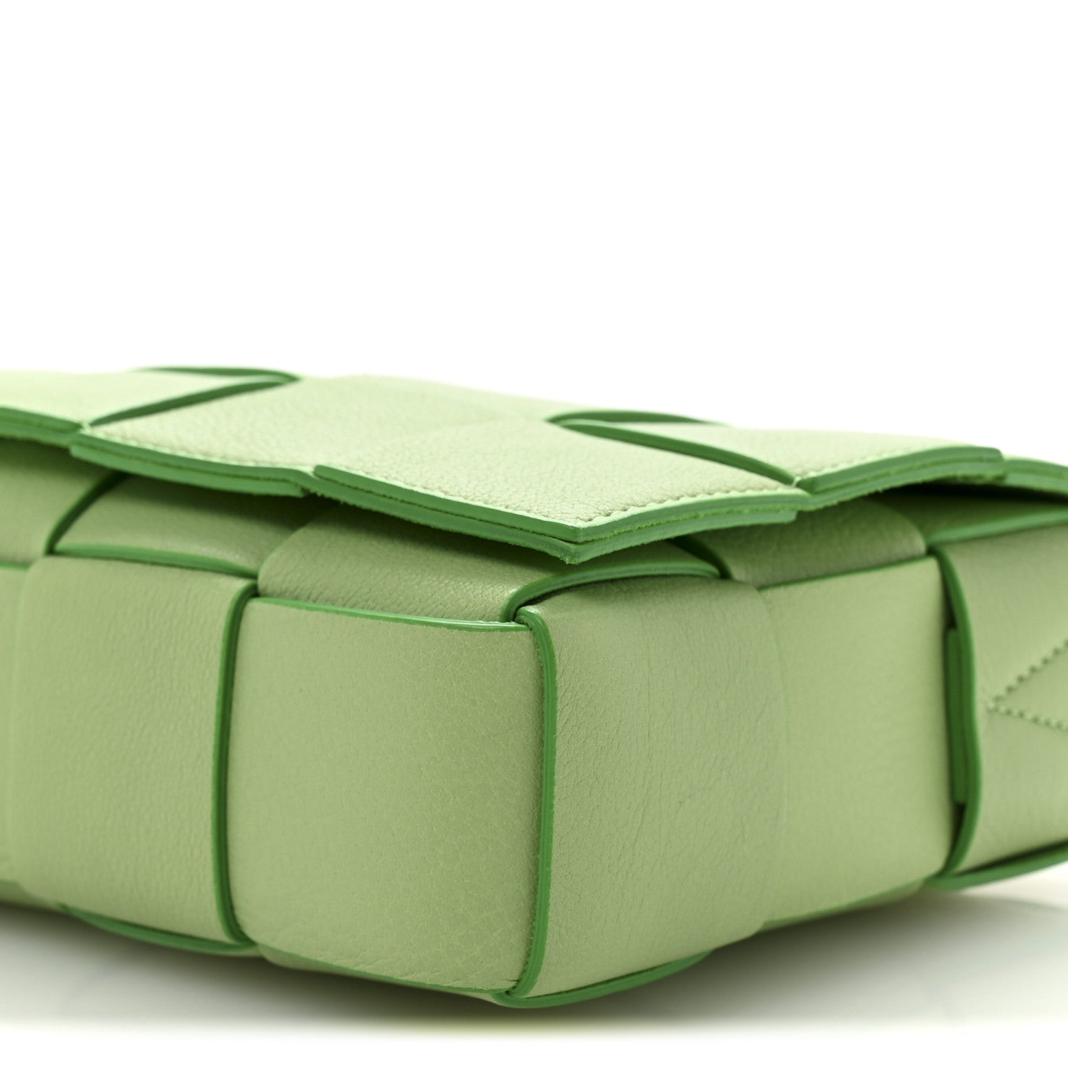 Grained Calfskin Maxi Intrecciato Cassette Crossbody Bag Pistachio