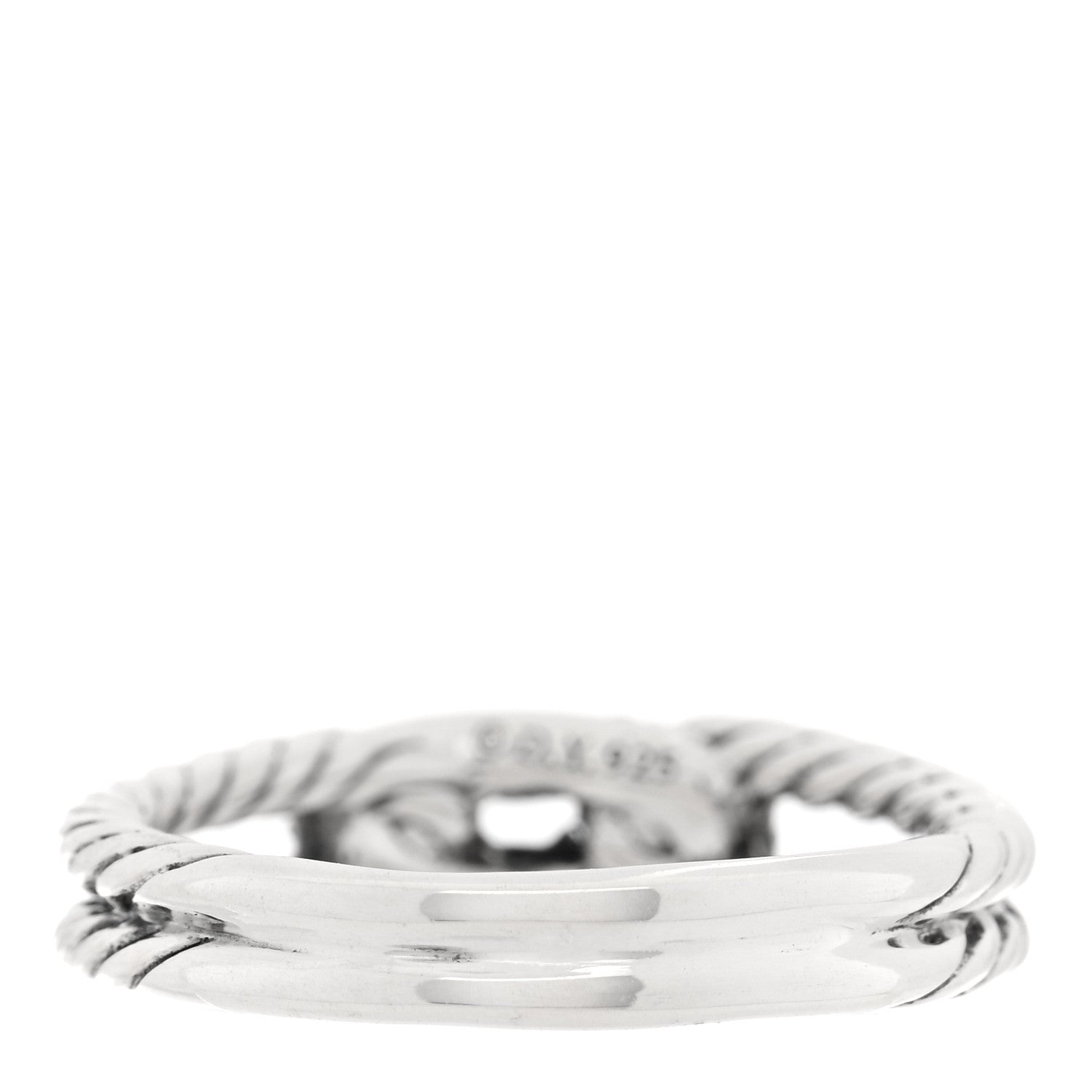 Sterling Silver Diamond Pave Petite Single Loop Labyrinth Ring 54 6.75