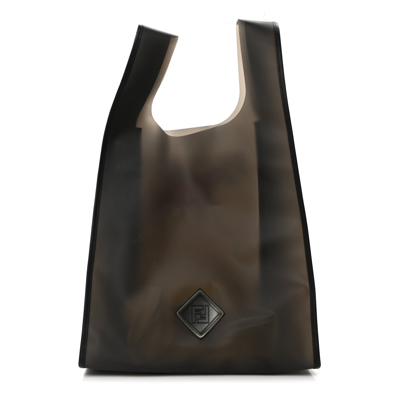 PVC Vitello Faithful Flat Shopping Tote Black