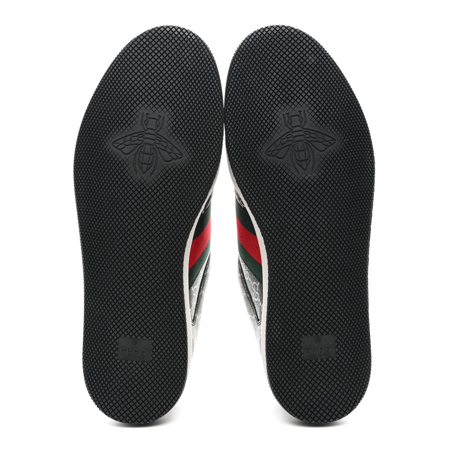 GG Supereme Monogram Miro Soft Calfskin Web Mens Screener Sneakers 8.5 Black Grey Sky