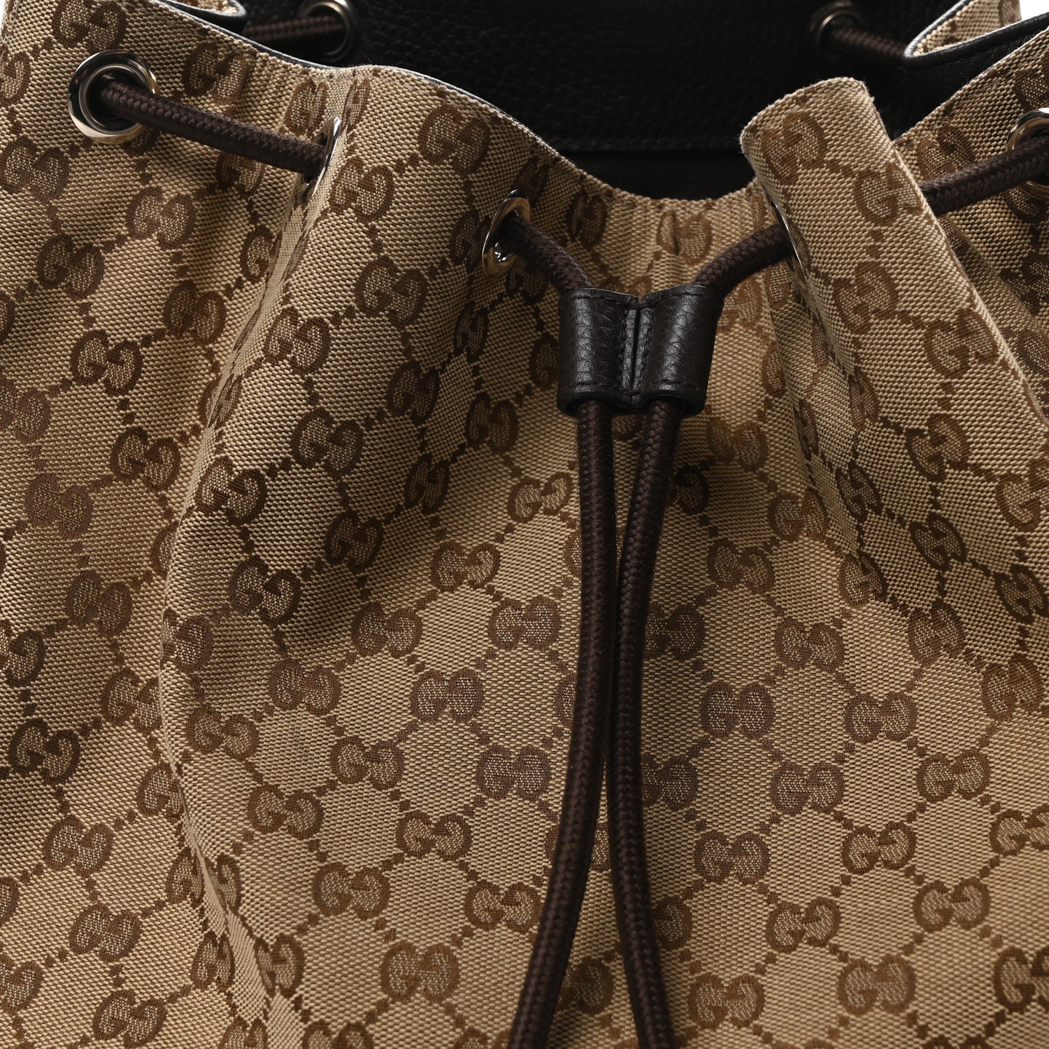 Monogram Dollar Calfskin O Drawstring Backpack Beige Ebony Testa di Moro Dark Chocolate