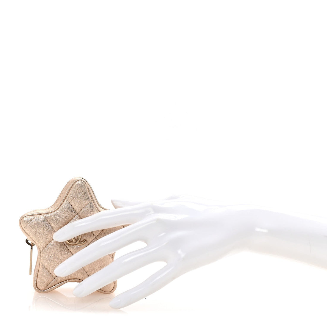 Metallic Lambskin Walk Of Fame Star Clip On Coin Purse Gold