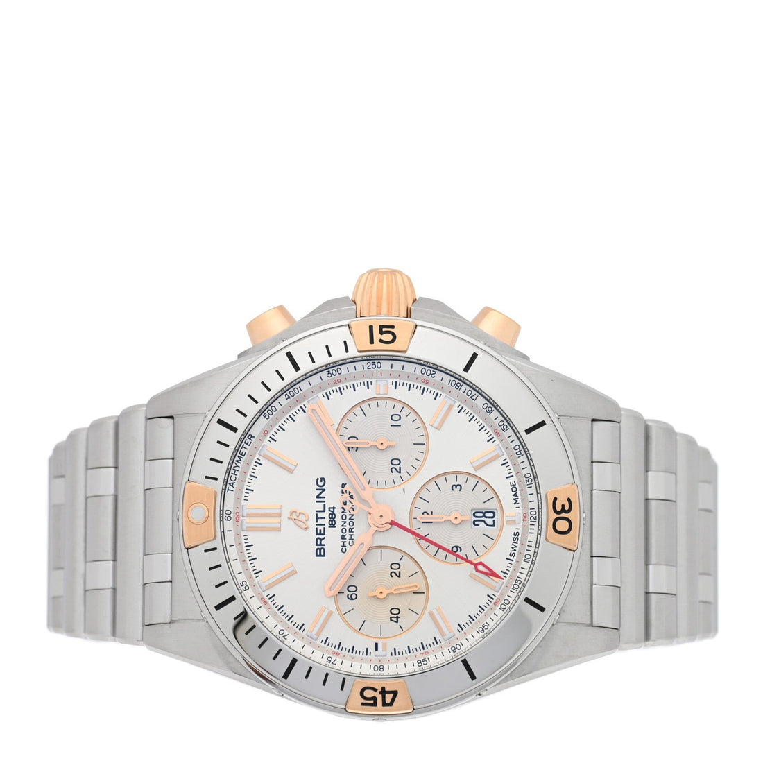 Stainless Steel 18K Rose Gold 42mm Chronomat B01 Automatic Watch Silver IB0134