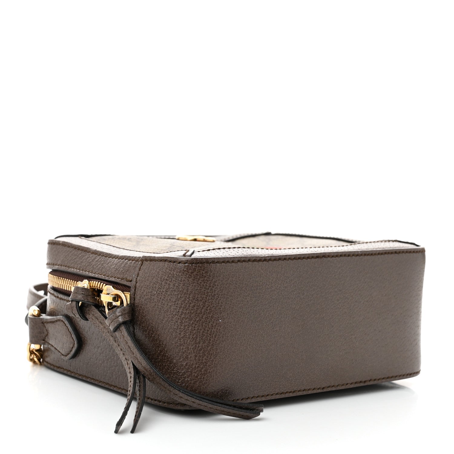 GG Supreme Monogram Mini Ophidia Top Handle Shoulder Bag Brown