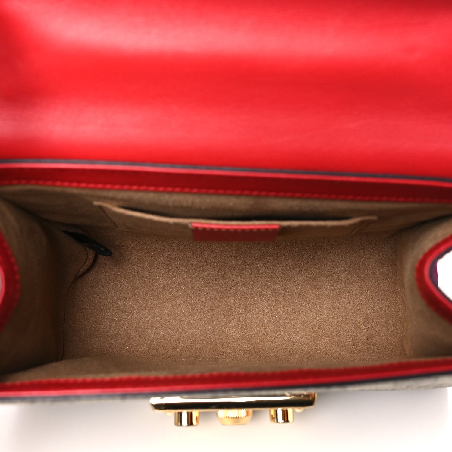 GG Supreme Monogram Calfskin Small Padlock Shoulder Bag Beige Hibiscus Red New Rosette