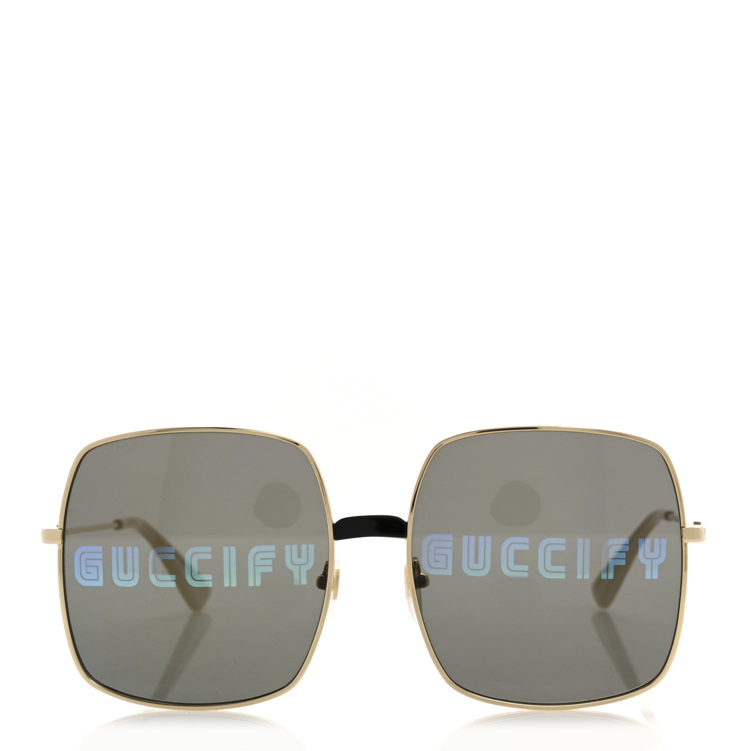 Metal Rectangular Guccify Frame Sunglasses GG0414S Gold